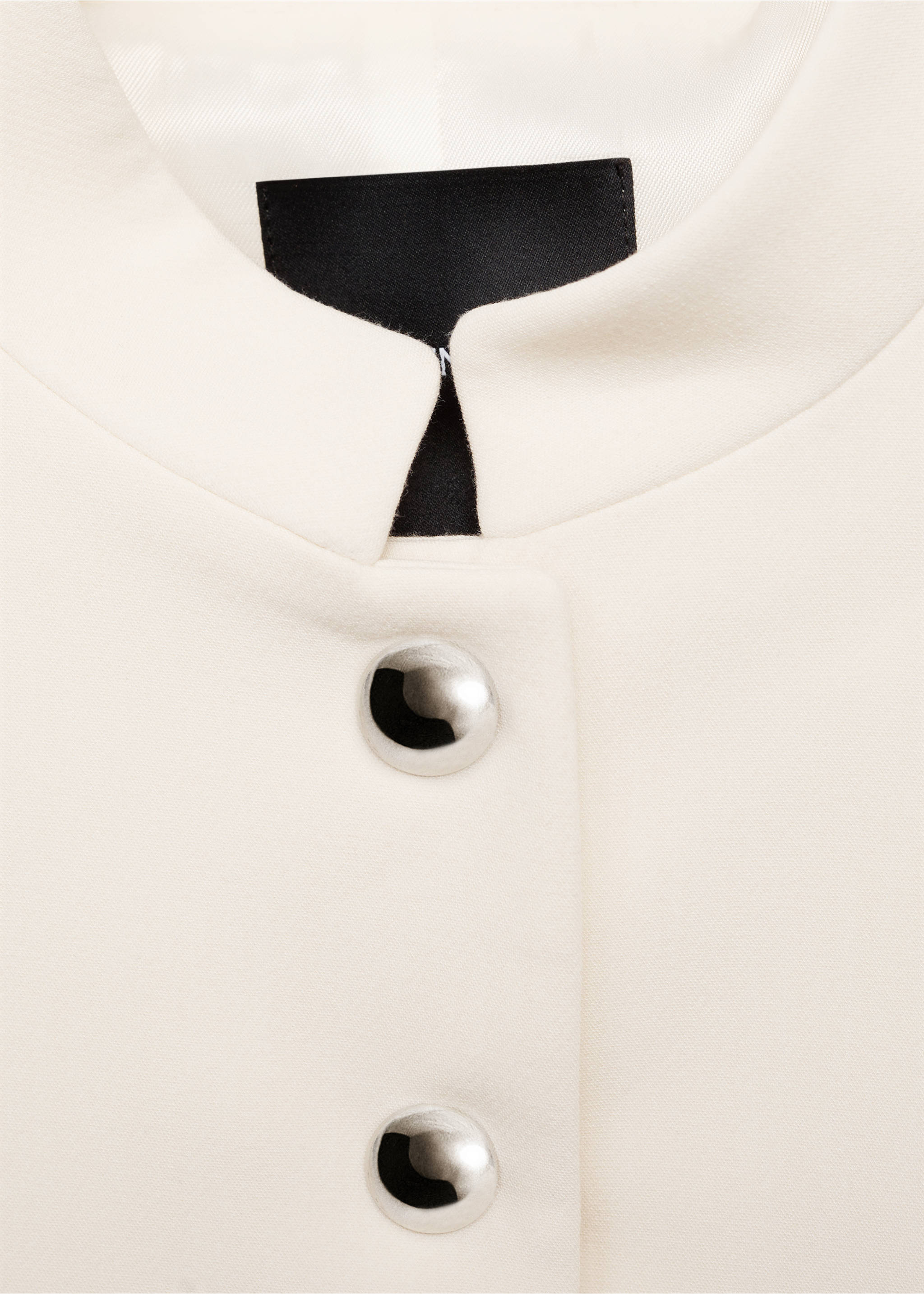 Strip-neck cropped jacket - Details of the article 8, Ecru. Ref: 87034095-00.