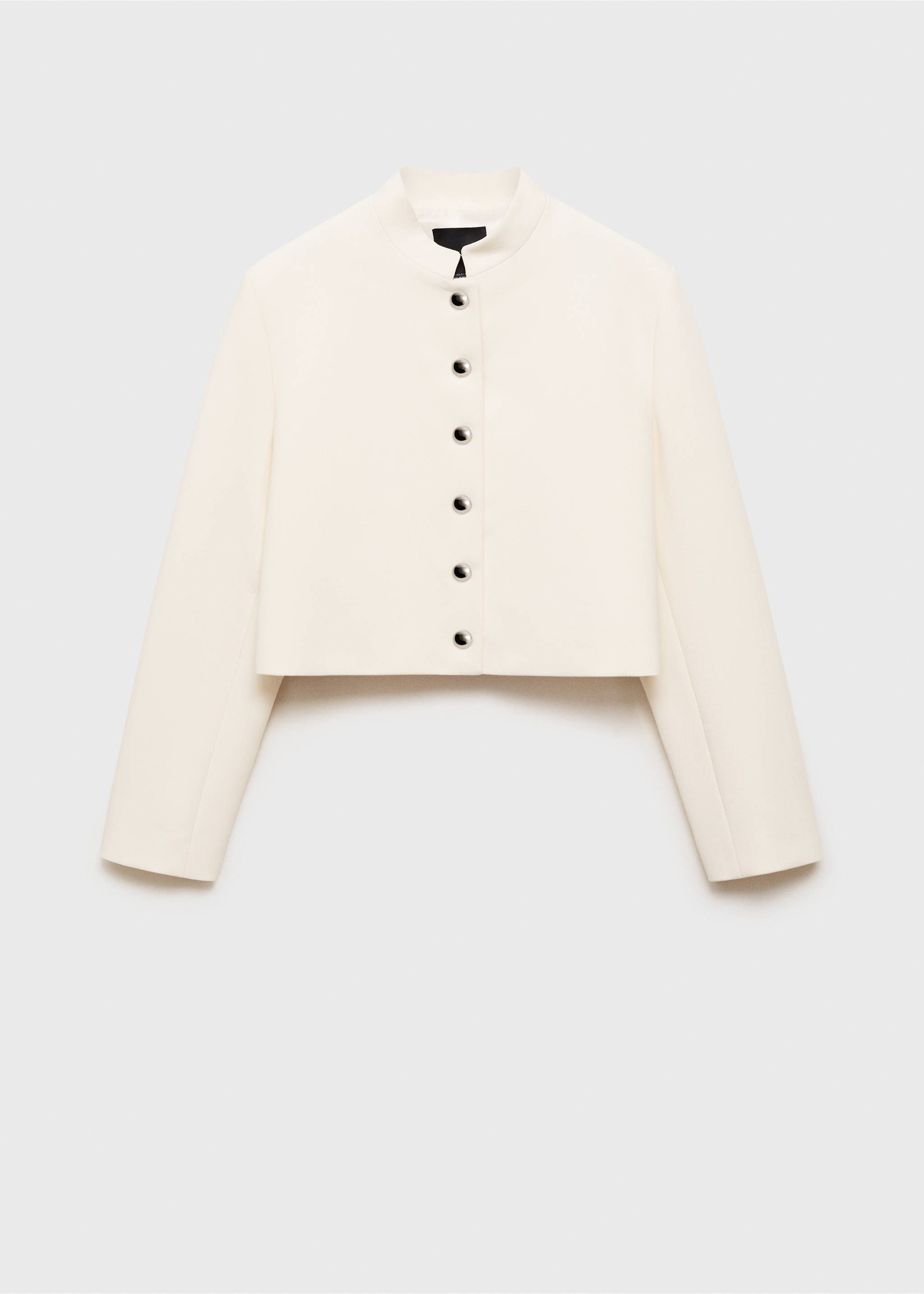 Strip-neck cropped jacket - Article without model, Ecru. Ref: 87034095-00.