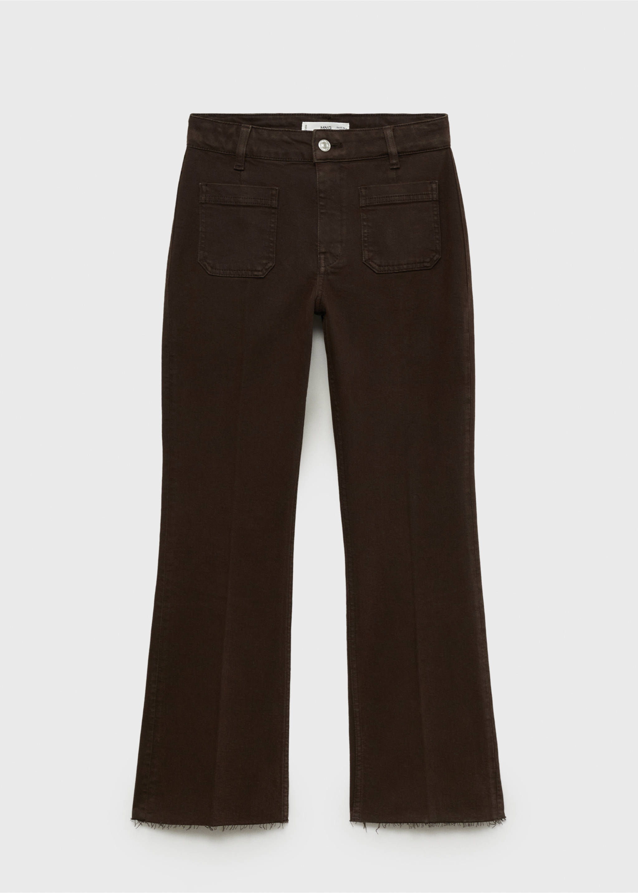 Flared cropped jeans with pockets - Article without model, Chocolate. Ref: 87034096-00.