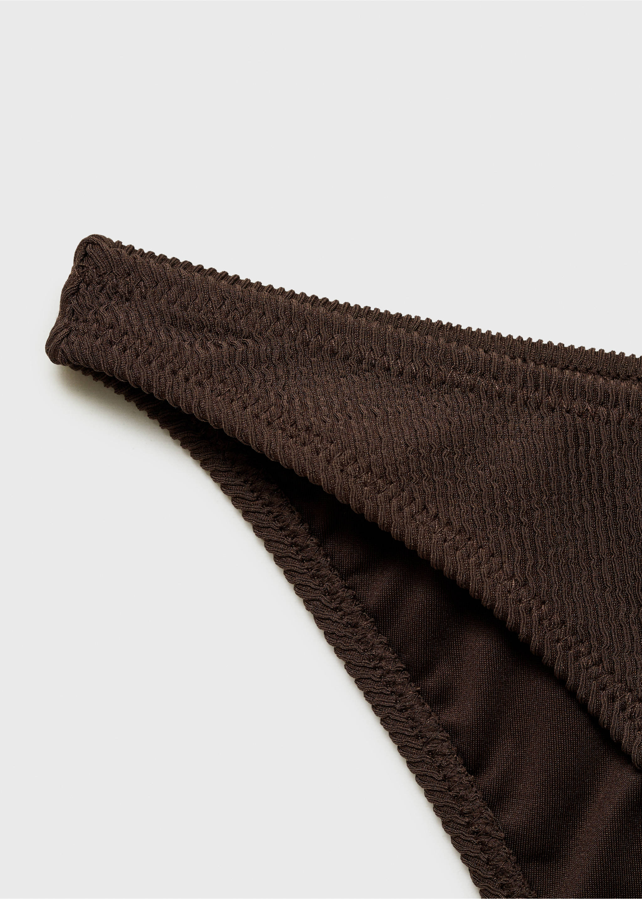 Figi bikini z prążkowanej tkaniny - Szczegóły artykułu 8, Czekoladowy. Ref: 87034389-00.