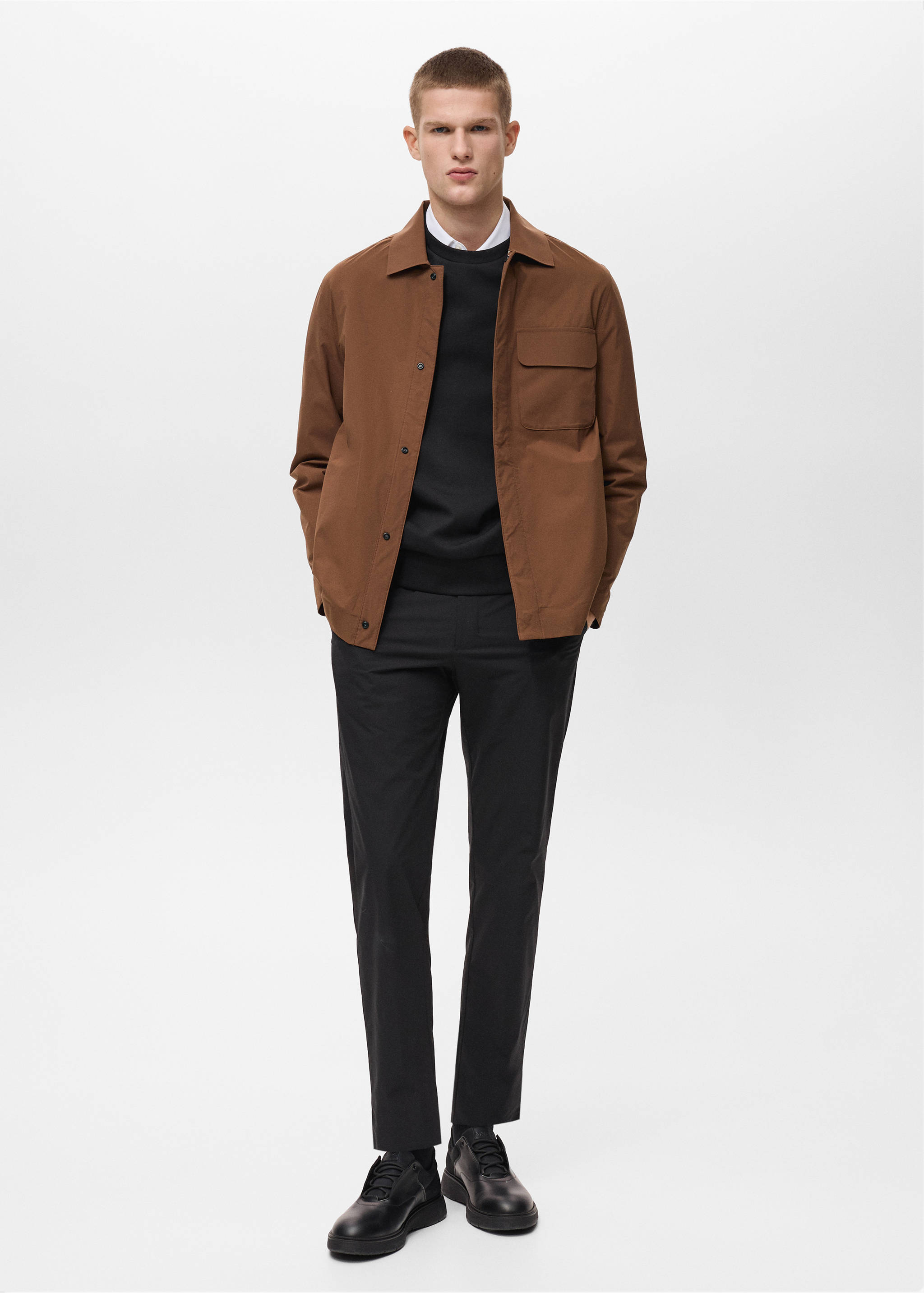 Veste imperméable à poches - Plan général, Orange brûlé. Ref: 87034390-00.