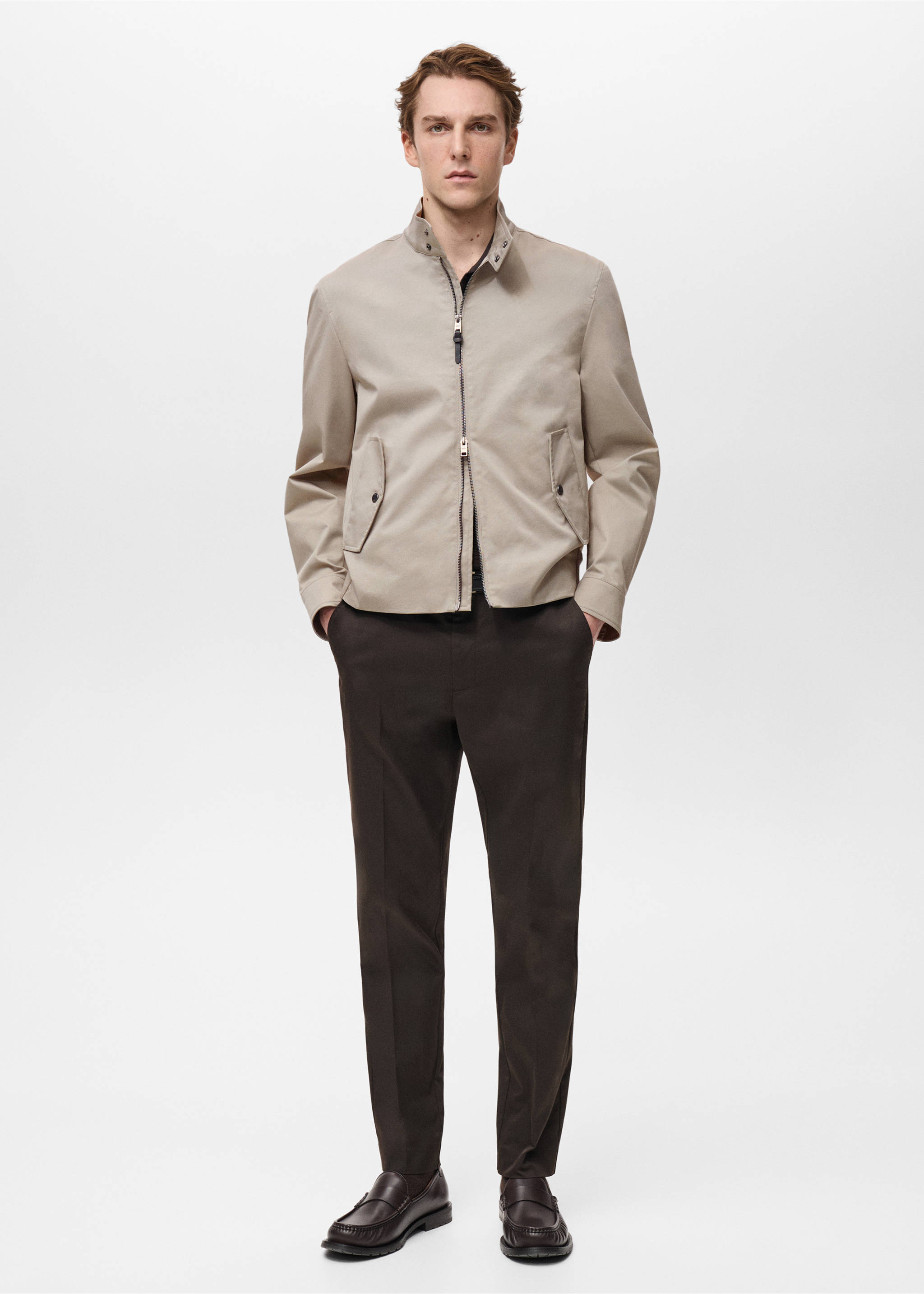 Blouson coton résistant à l’eau - Plan général, Gris glacé. Ref: 87034391-00.