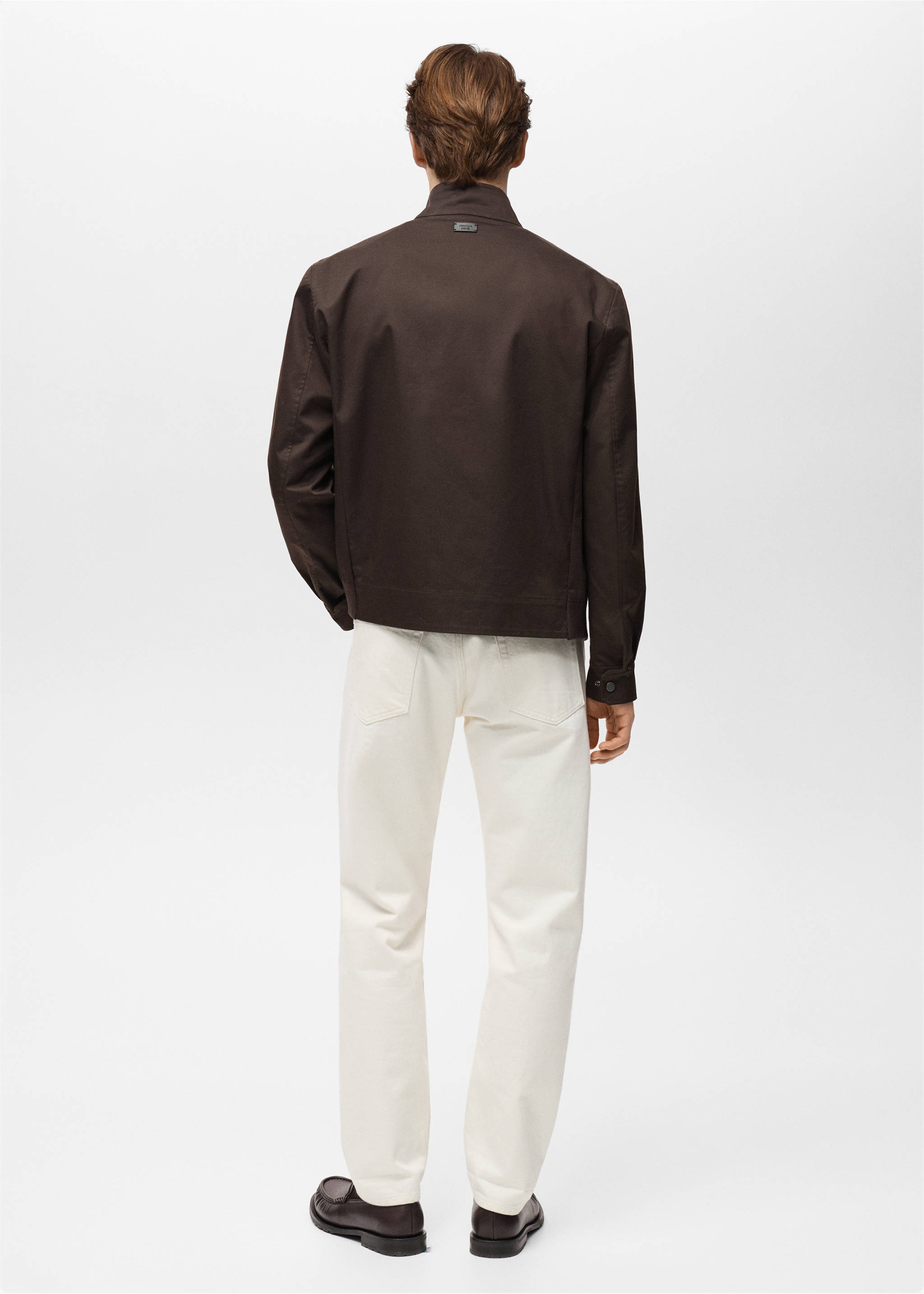 Water-repellent cotton jacket - Reverse of the article, Chocolate. Ref: 87034391-00.