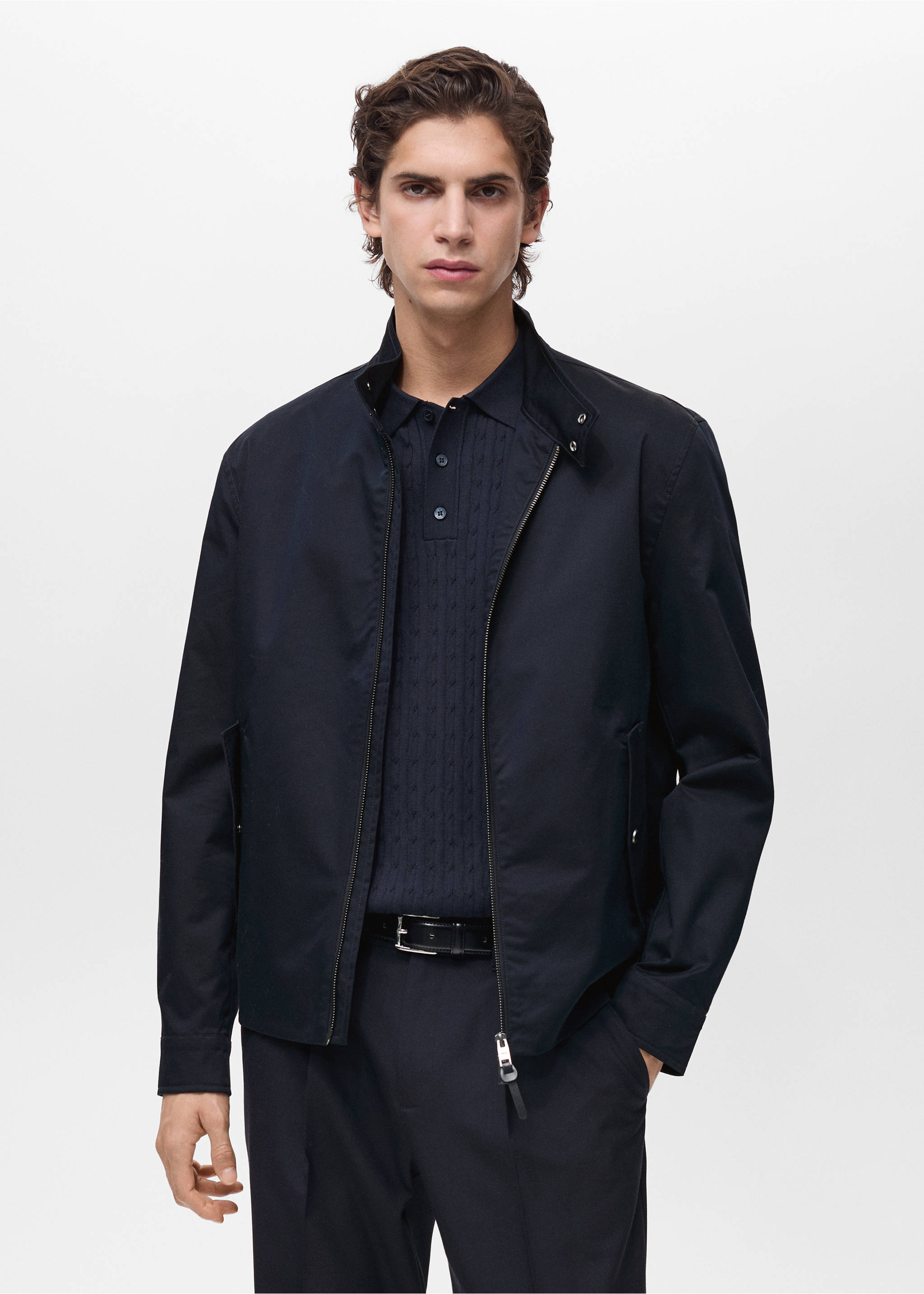 Water-repellent cotton jacket - Medium plane, Night Blue. Ref: 87034391-00.