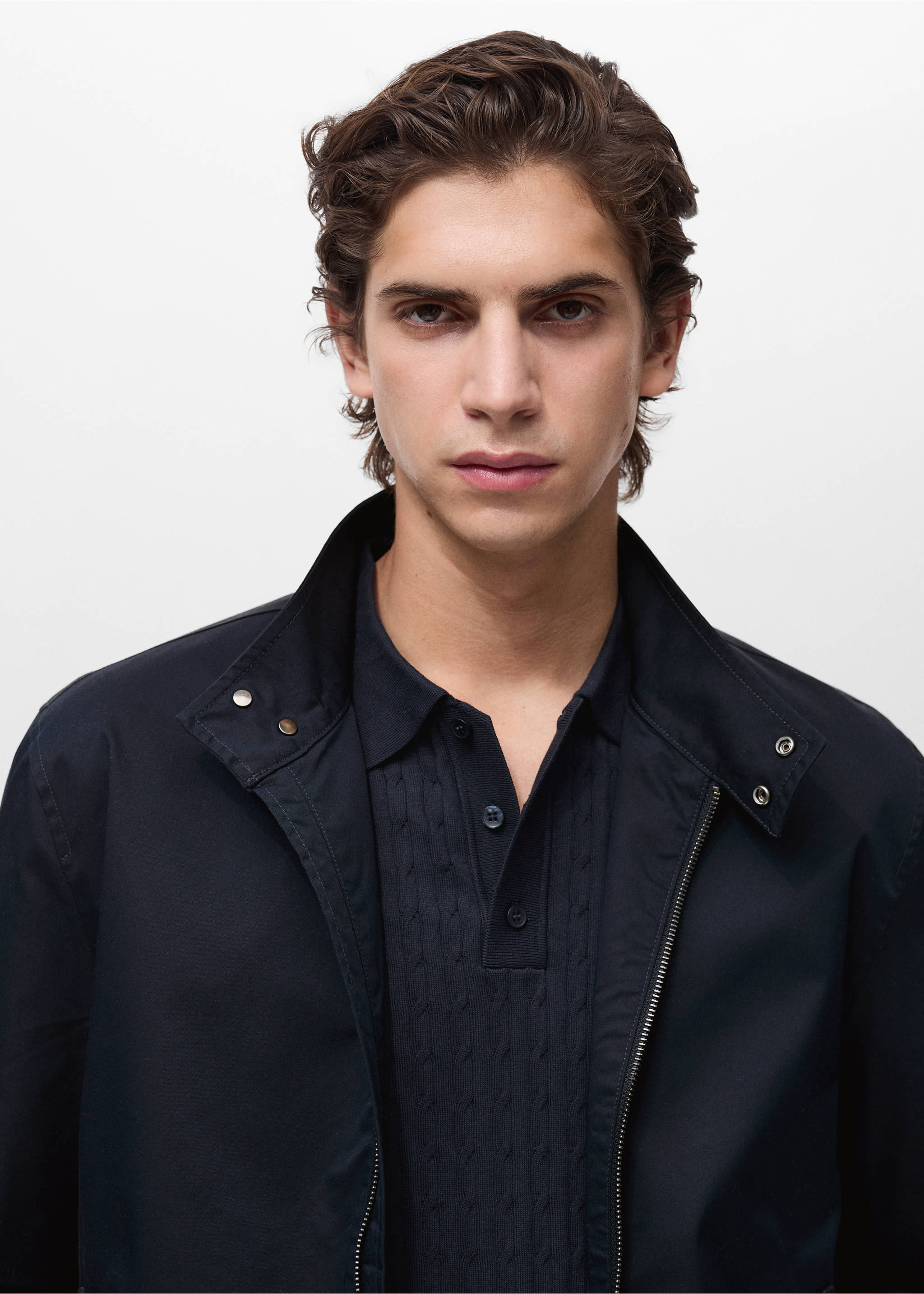 Water-repellent cotton jacket - Details of the article 1, Night Blue. Ref: 87034391-00.