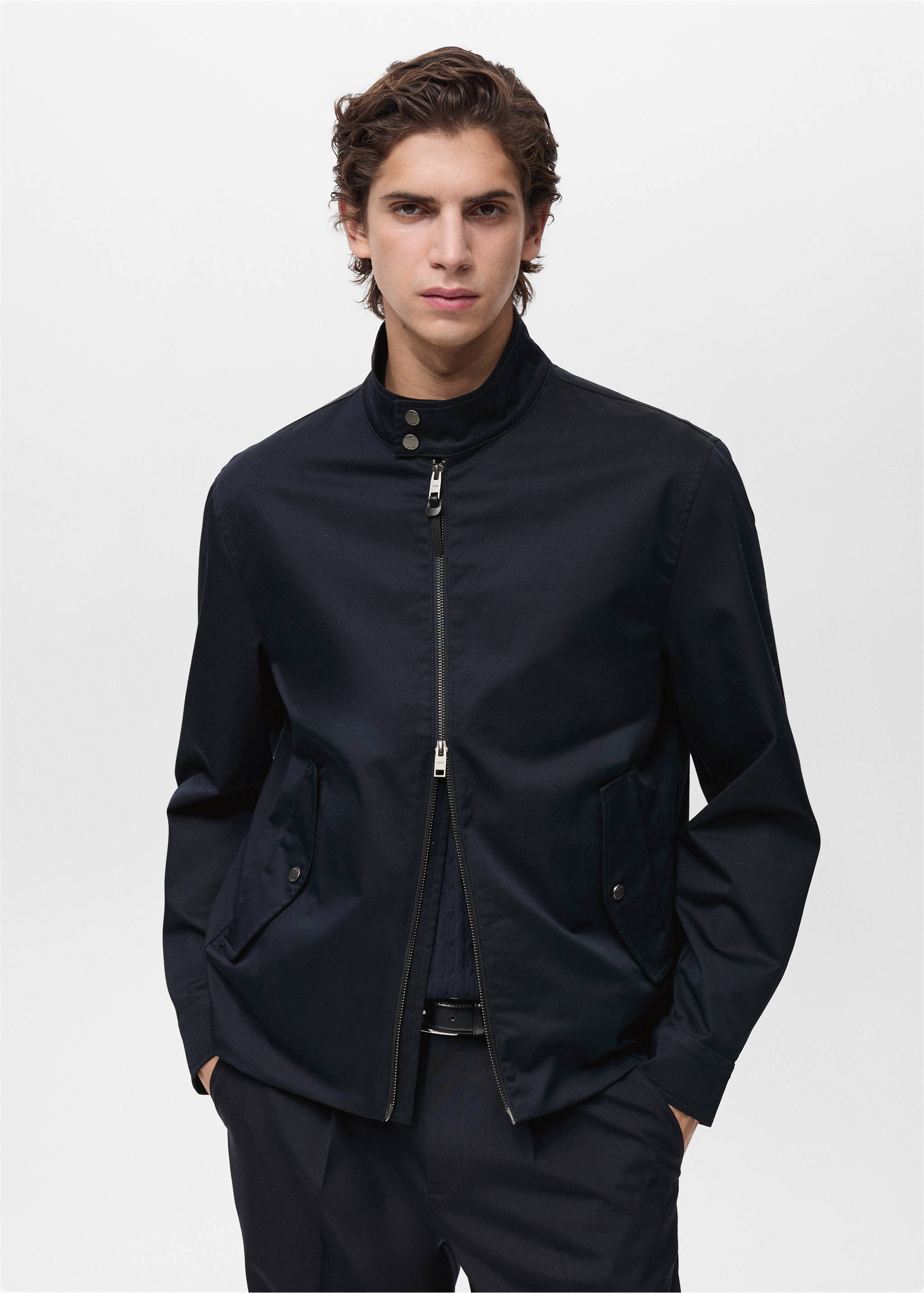Water-repellent cotton jacket - Details of the article 6, Night Blue. Ref: 87034391-00.