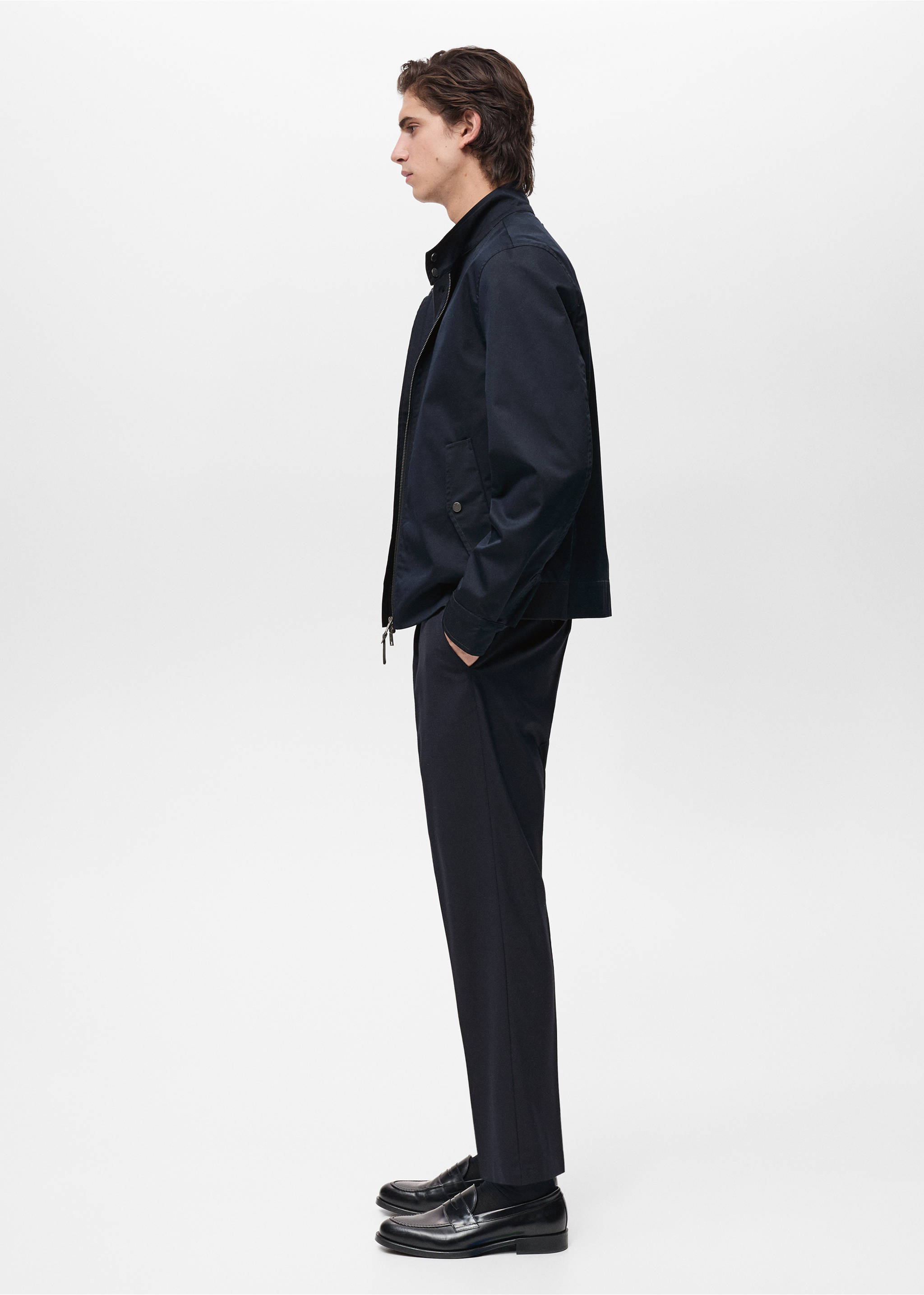 Water-repellent cotton jacket - Details of the article 2, Night Blue. Ref: 87034391-00.