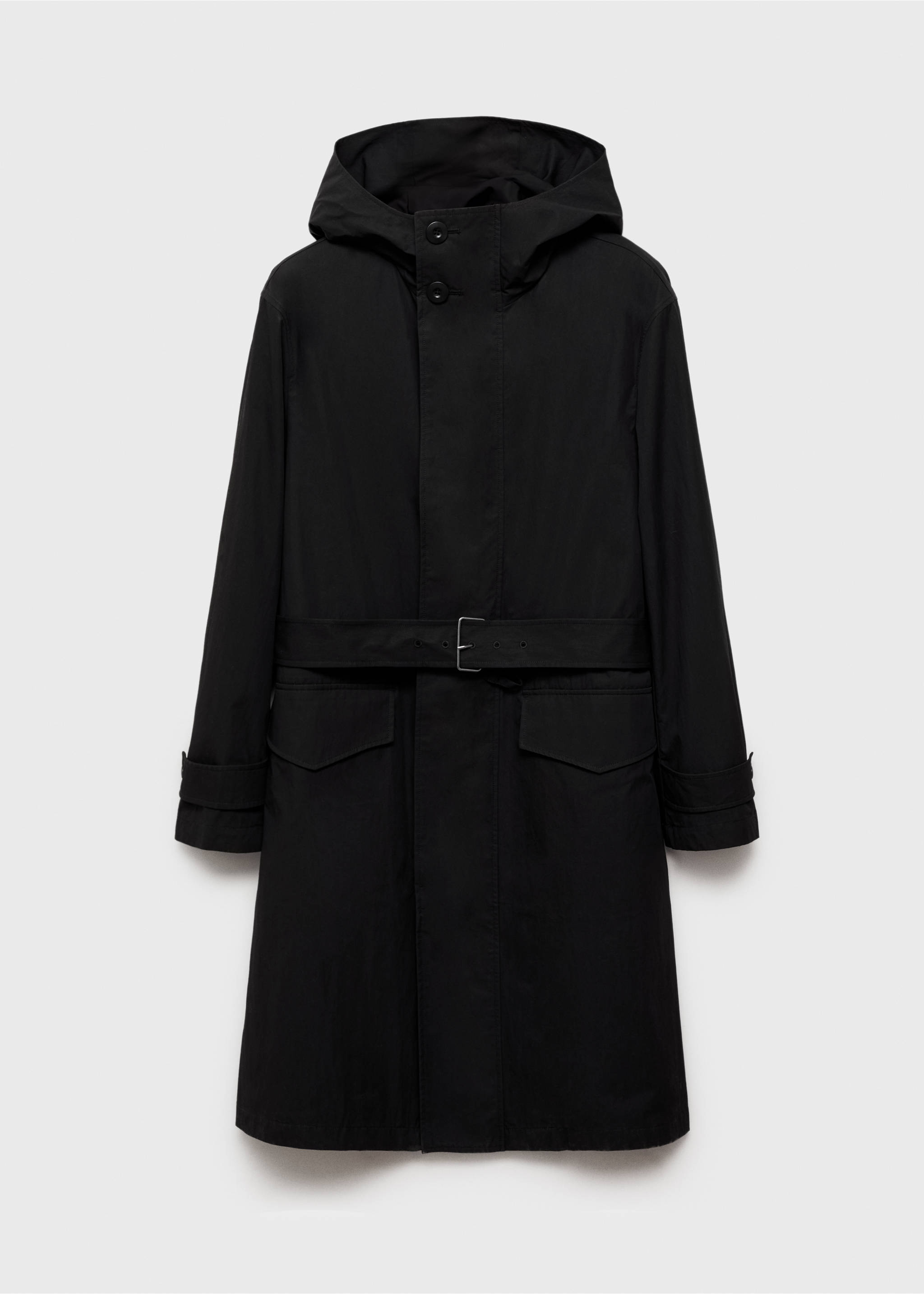 Trench ceinture à capuche - Article sans modèle, Noir. Ref: 87034392-00.
