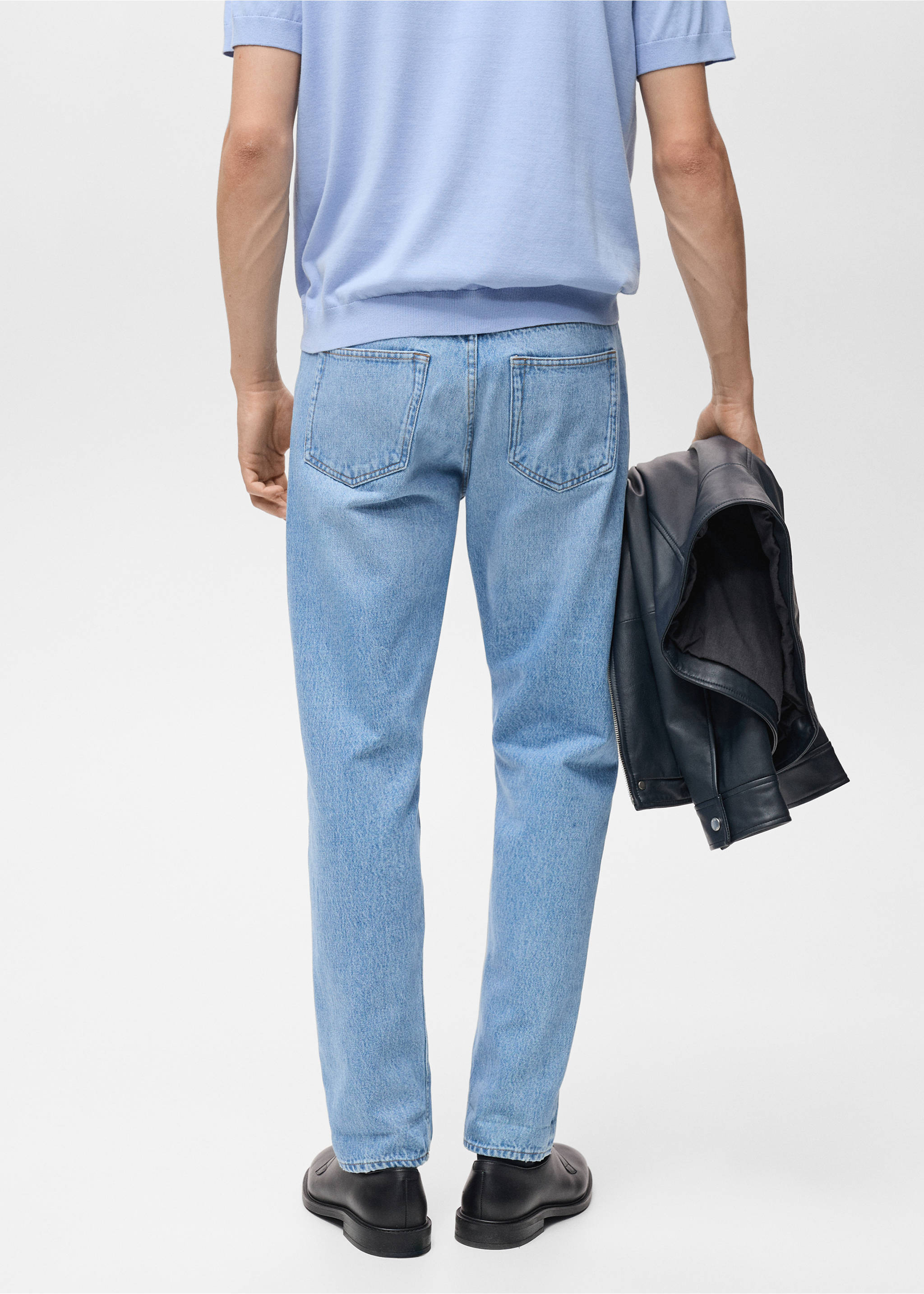 Tapered-fit selvedge jeans - Reverse of the article, Medium Blue. Ref: 87034395-00.