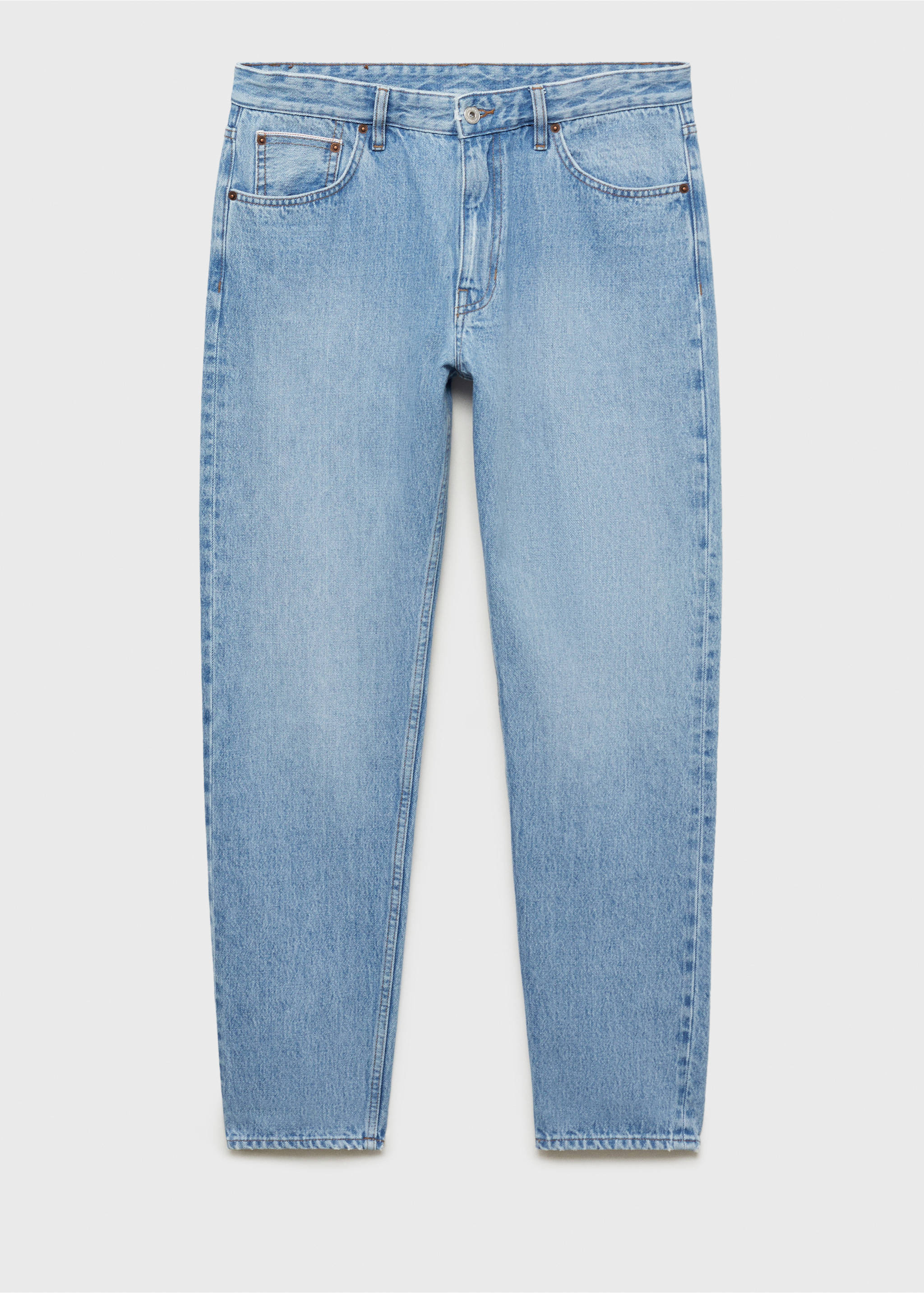 Tapered-fit selvedge jeans - Article without model, Medium Blue. Ref: 87034395-00.