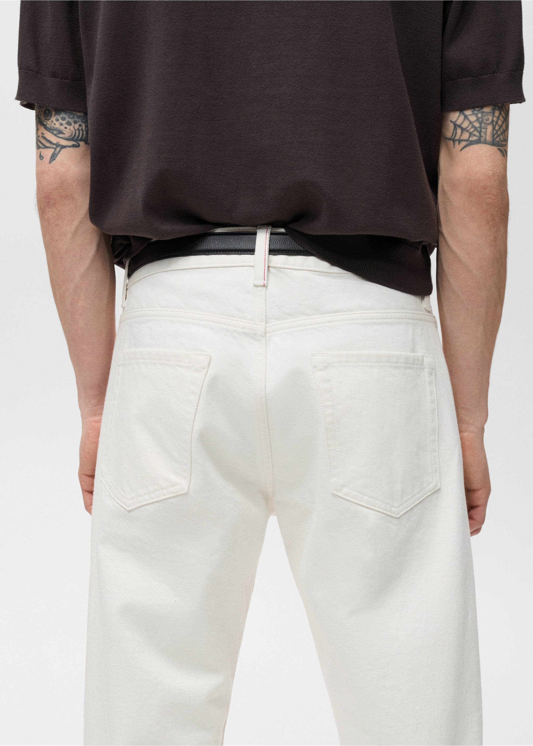 Jean selvedge tapered -fit - Détail de l'article 6, Blanc cassé. Ref: 87034396-00.