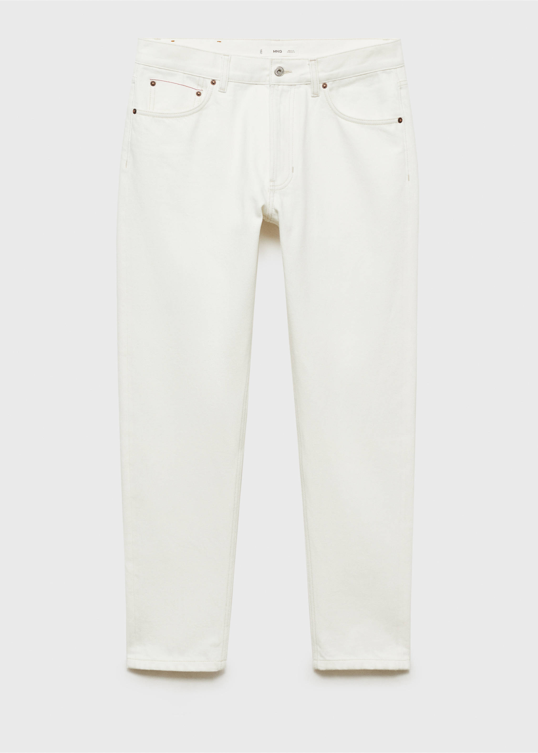 Jean selvedge tapered -fit - Article sans modèle, Blanc cassé. Ref: 87034396-00.