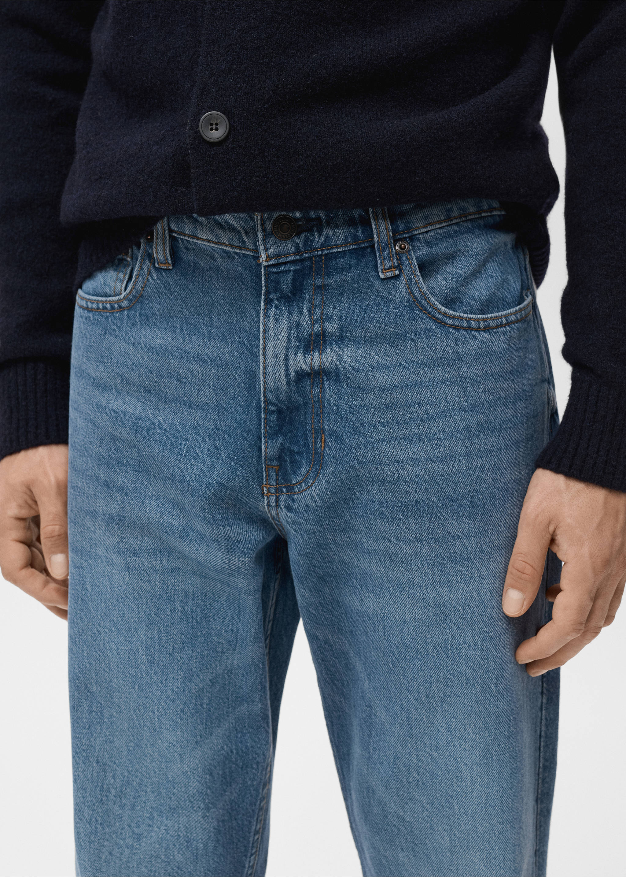 Bob regular-fit jeans - Details of the article 1, Dark Blue. Ref: 87034399-00.