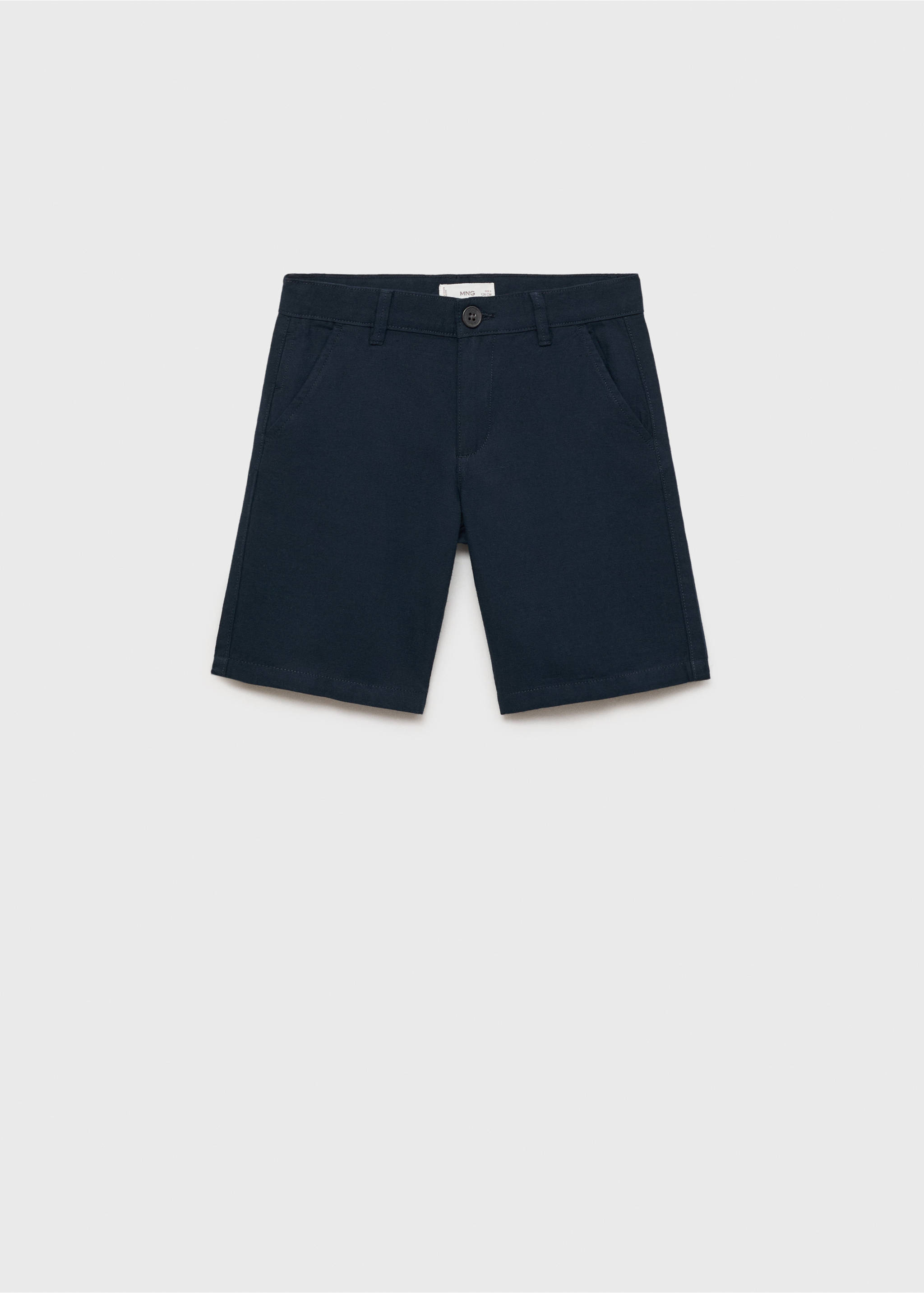 Linen chino Bermuda shorts - Article without model, Dark Navy. Ref: 87034404-00.