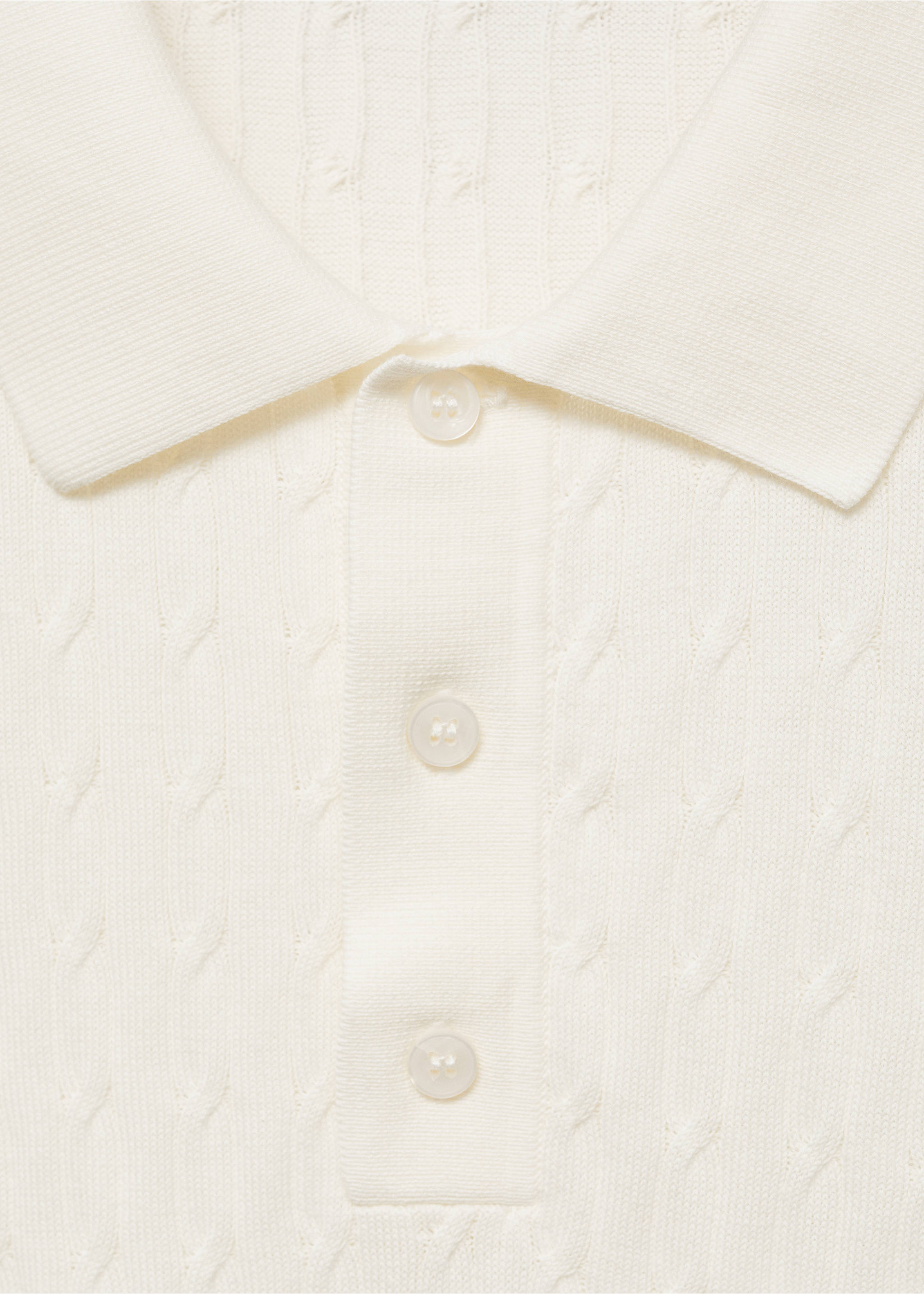 Poloshirt aus 100 % Baumwolle mit großem Perlmuster - Detail des Artikels 8, Cremeweiß. Ref: 87034411-00.