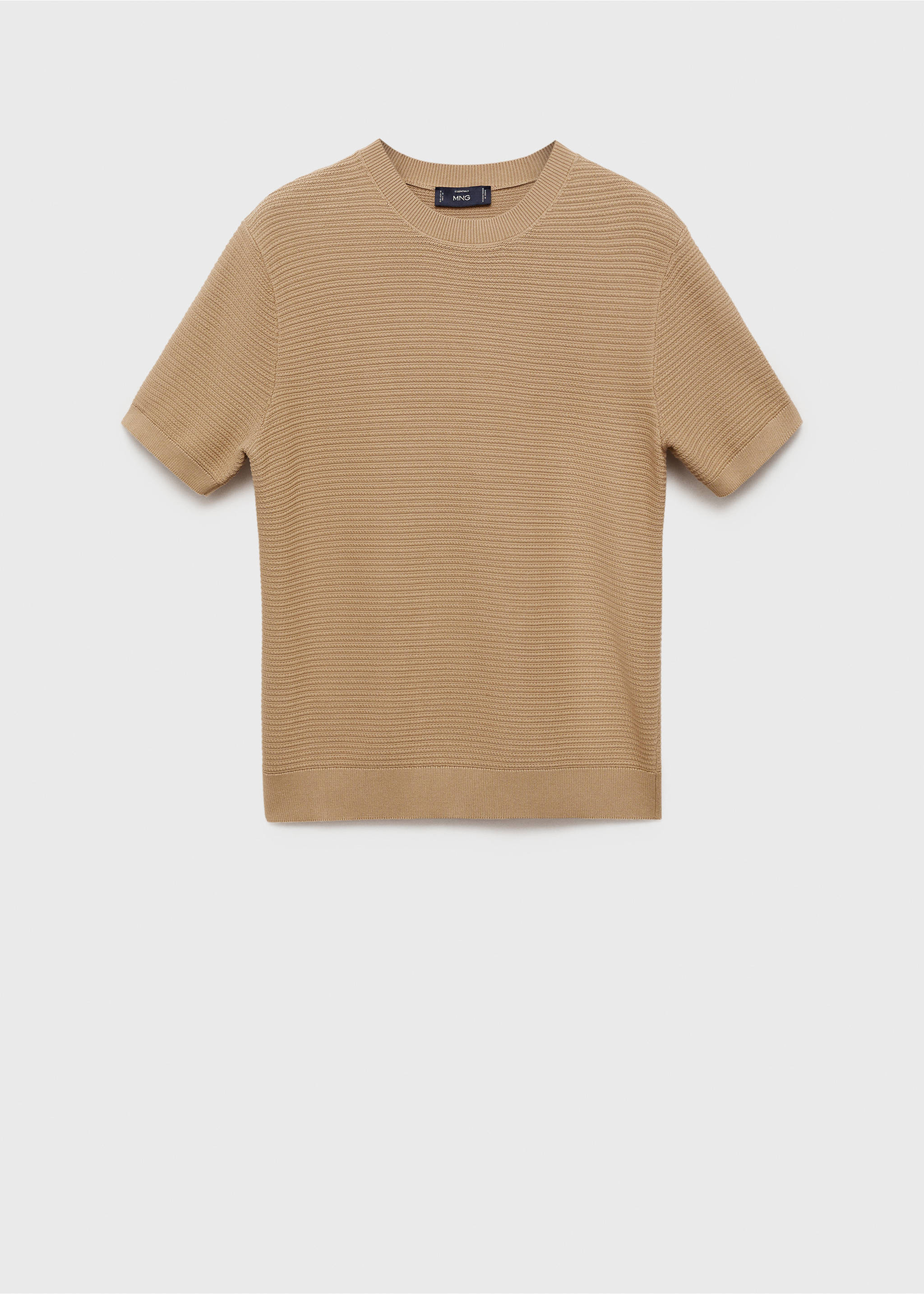 Structure thin knitwear t-shirt - Article without model, Medium Brown. Ref: 87034412-00.