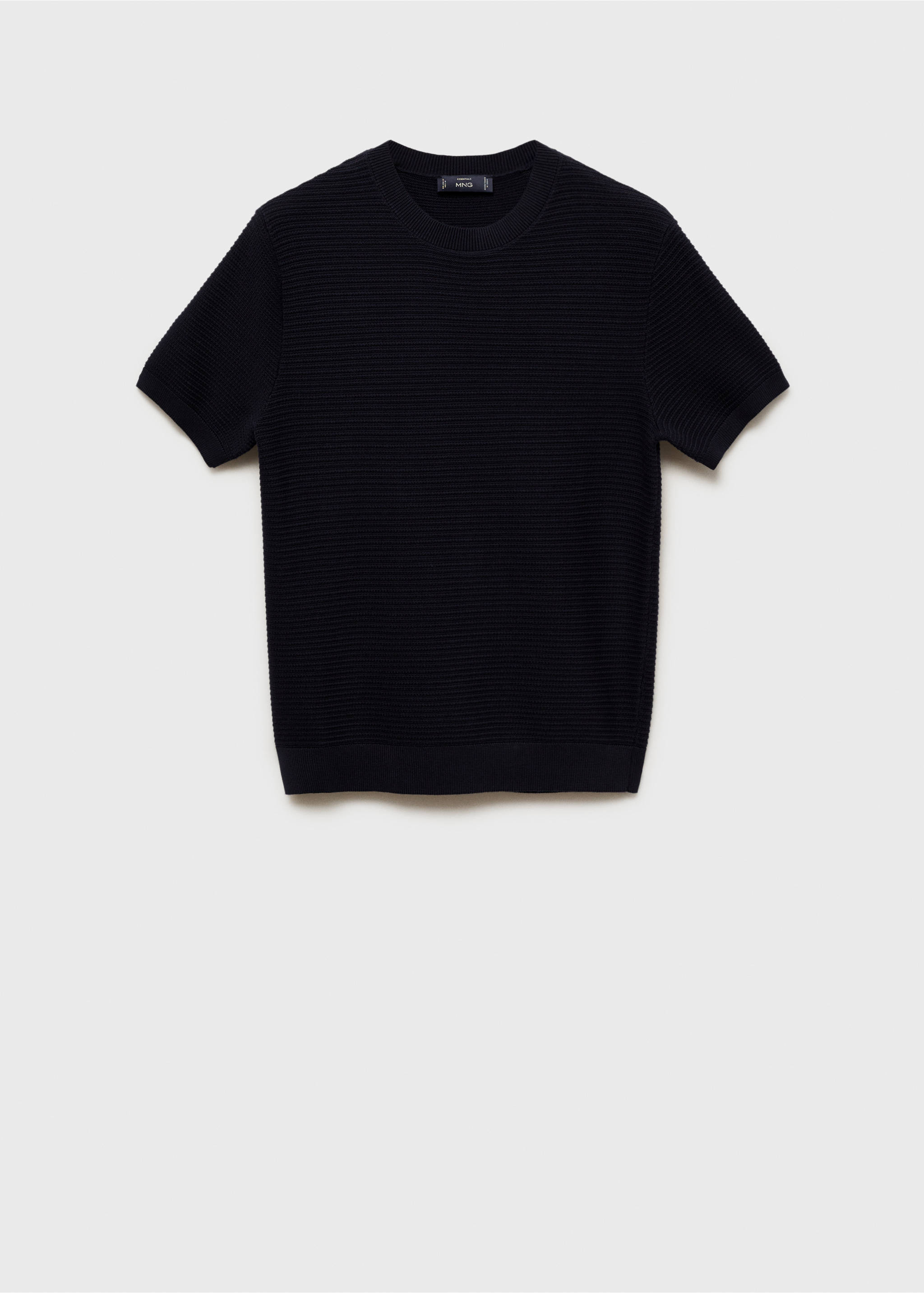 Structure thin knitwear t-shirt - Article without model, Night Blue. Ref: 87034412-00.