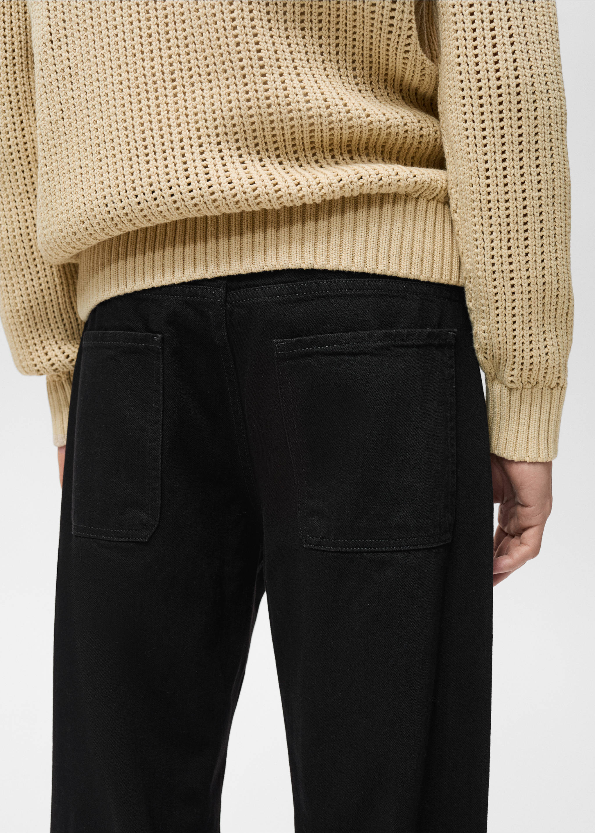 Loose-fit jeans - Details of the article 3, Black denim. Ref: 87034418-00.