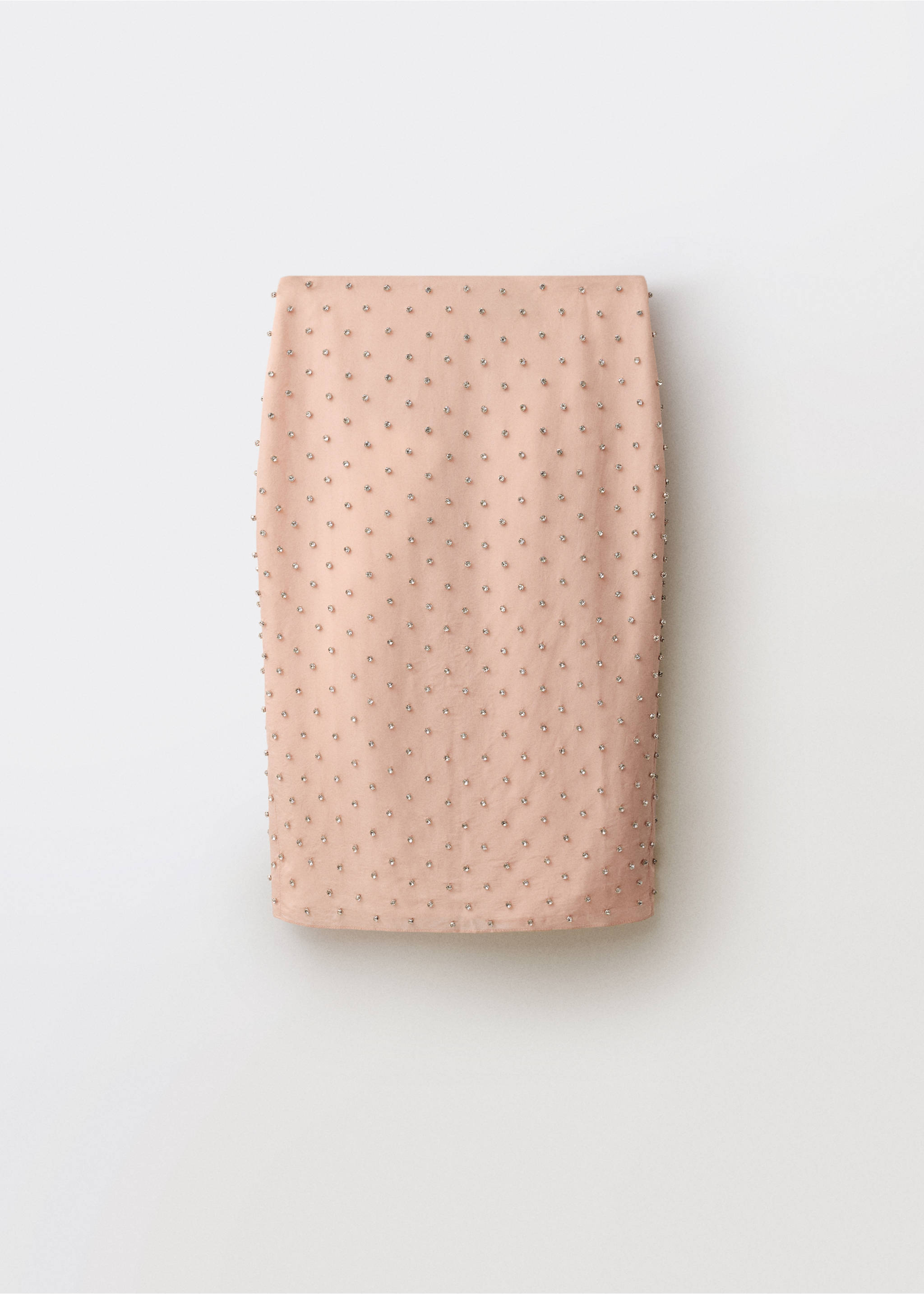 Midi-Rock mit Kristallstein-Applikationen - Artikel ohne Model, Pastellrosa. Ref: 87034419-00.