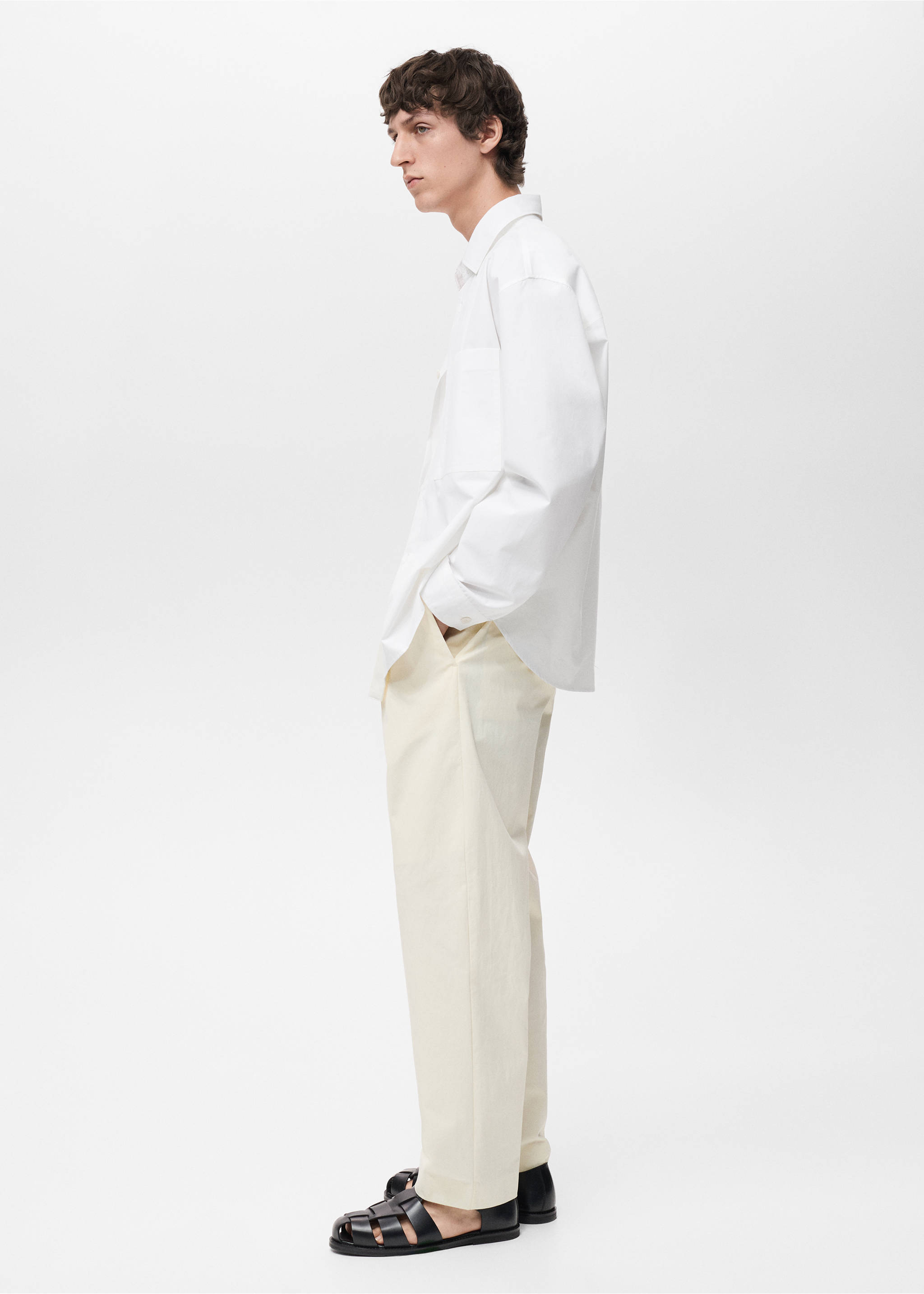 100% cotton relaxed-fit shirt - Details of the article 2, White. Ref: 87034424-00.