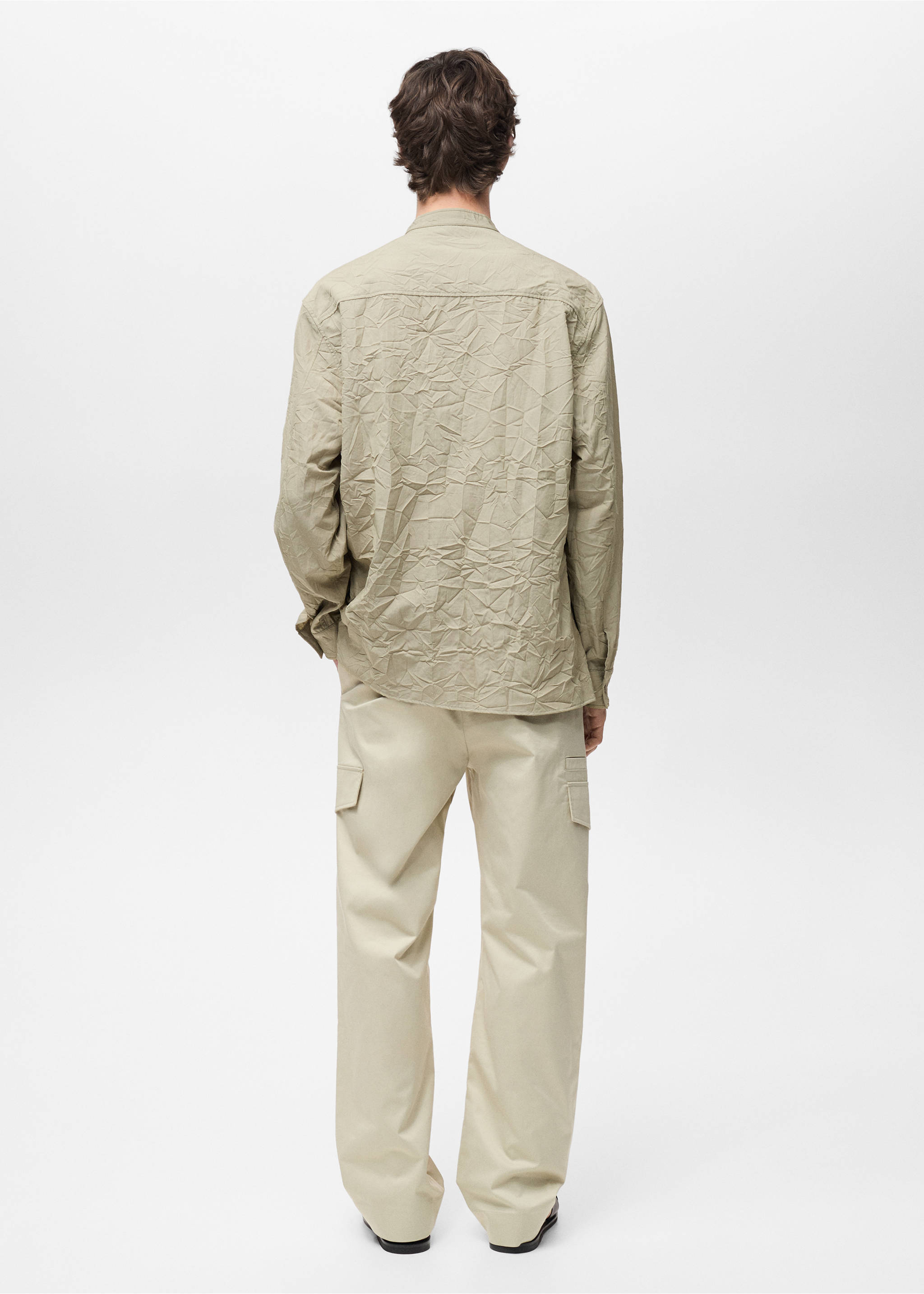 Crew-neck shirt with creased effect - Reverse of the article, Pastel Green. Ref: 87034425-00.
