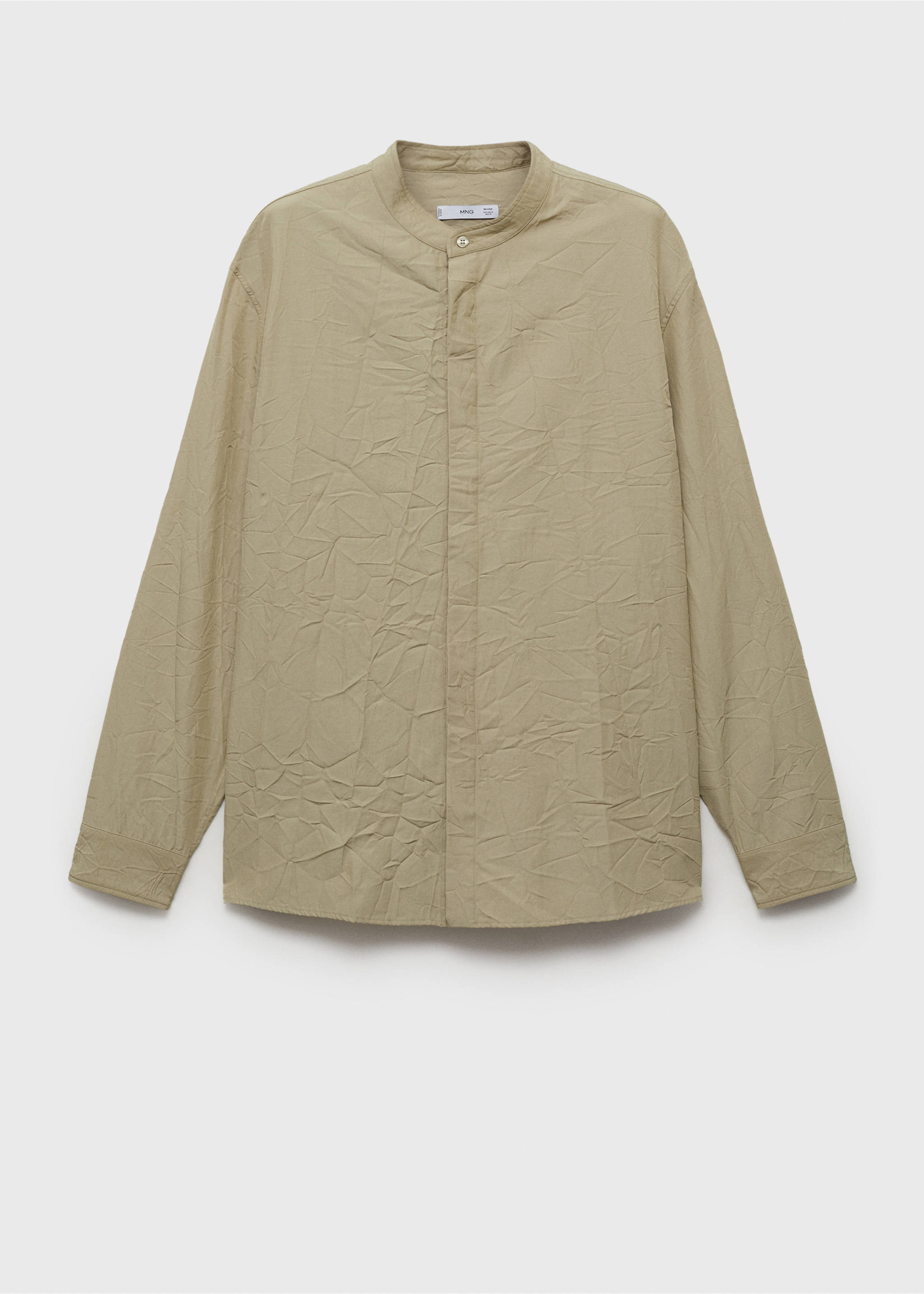 Chemise col mao effet froissé - Article sans modèle, Vert pastel. Ref: 87034425-00.