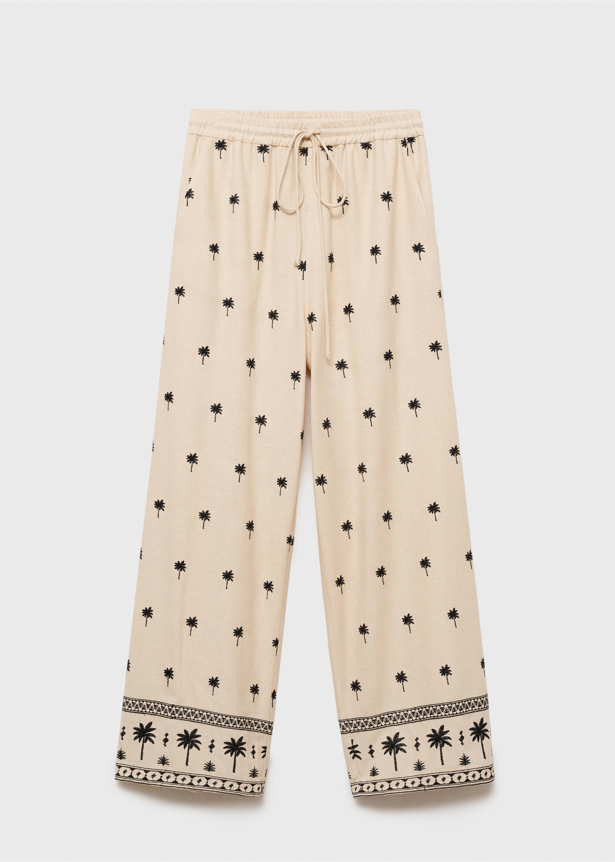 Pantalon droit brodé - Article sans modèle, Beige. Ref: 87034779-00.