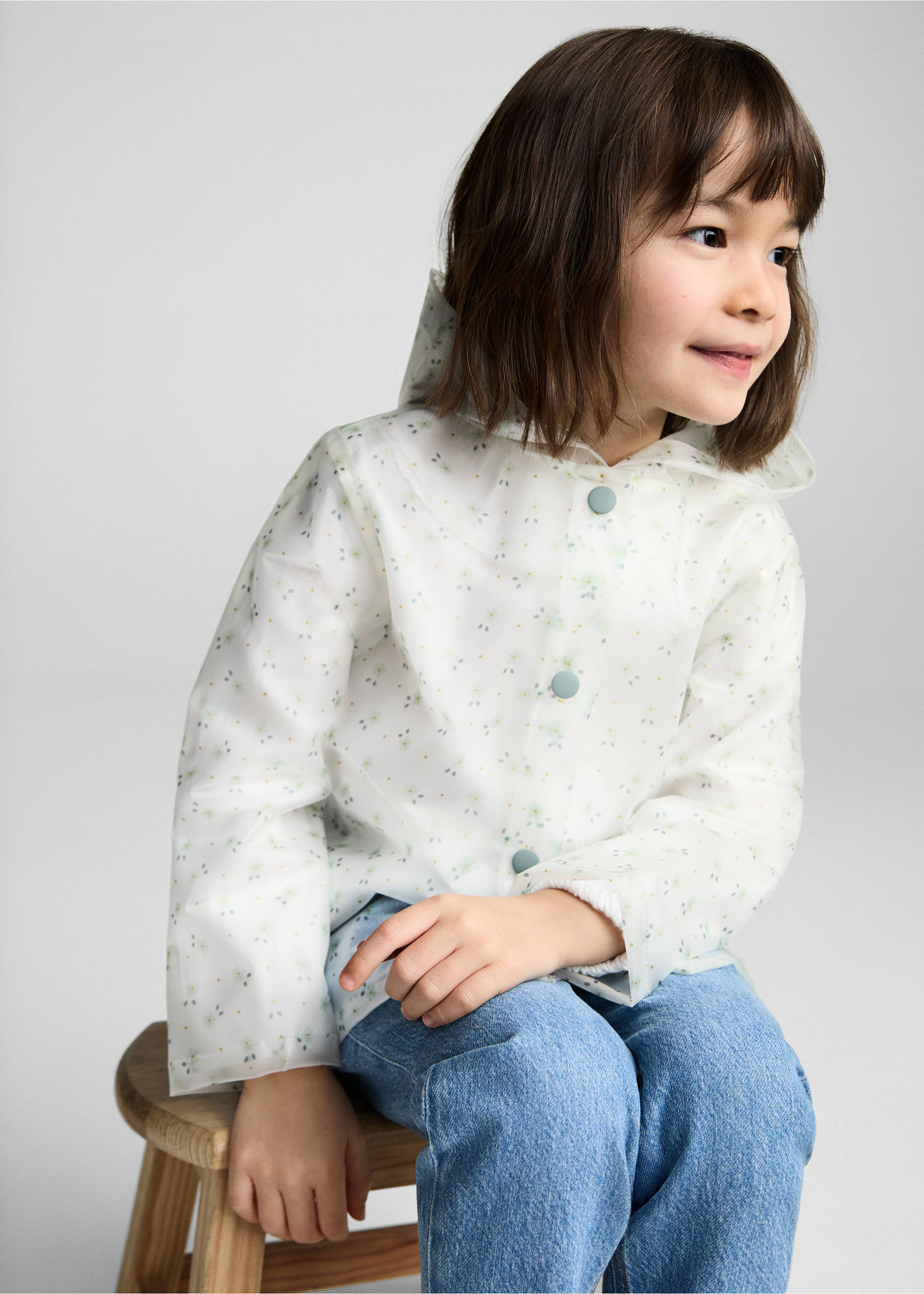 Durchsichtige Waterproof-Jacke - Mittlere Ansicht, Weiß. Ref: 87034781-00.