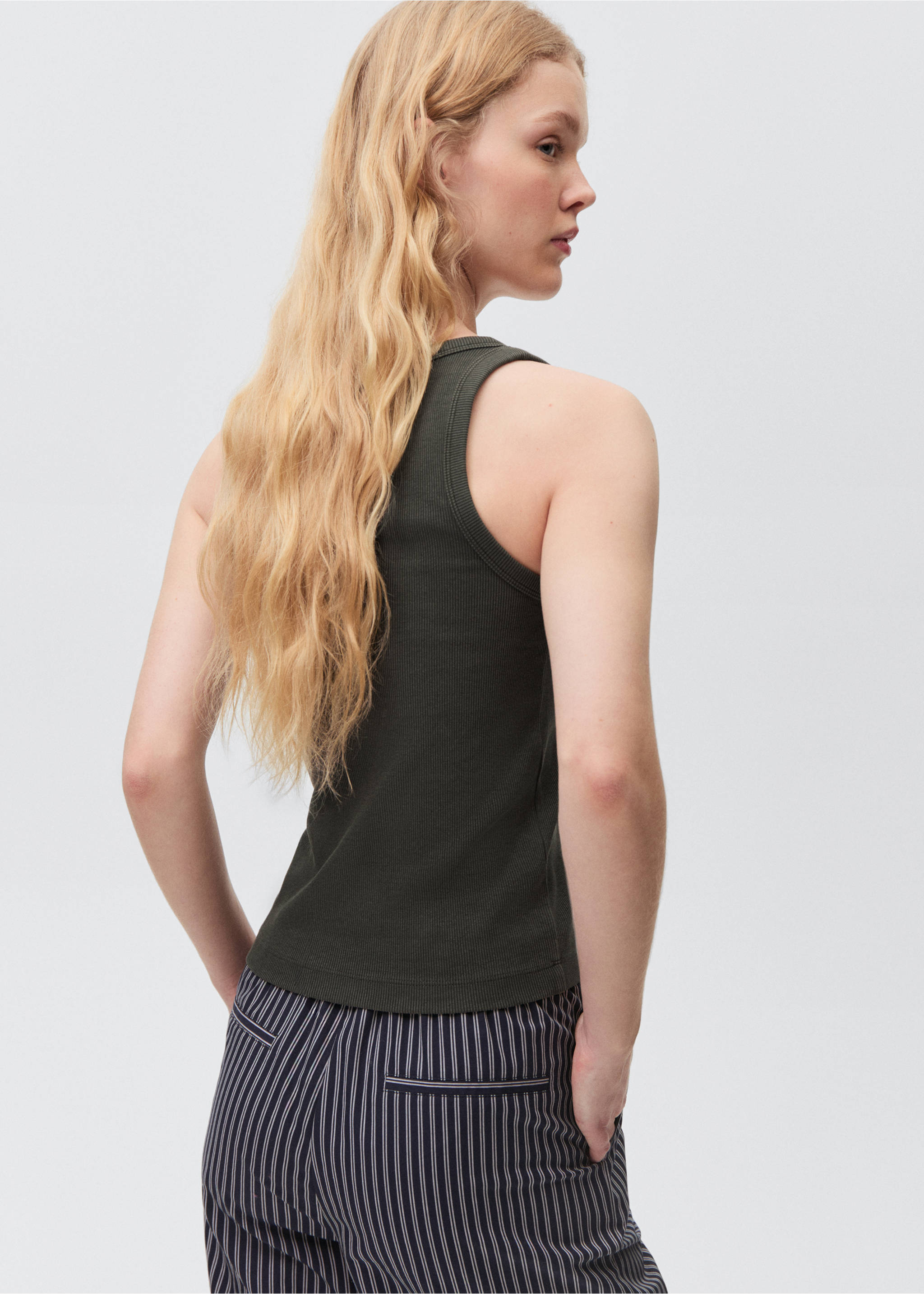 Ribbed top - Reverse of the article, Charcoal. Ref: 87034790-00.