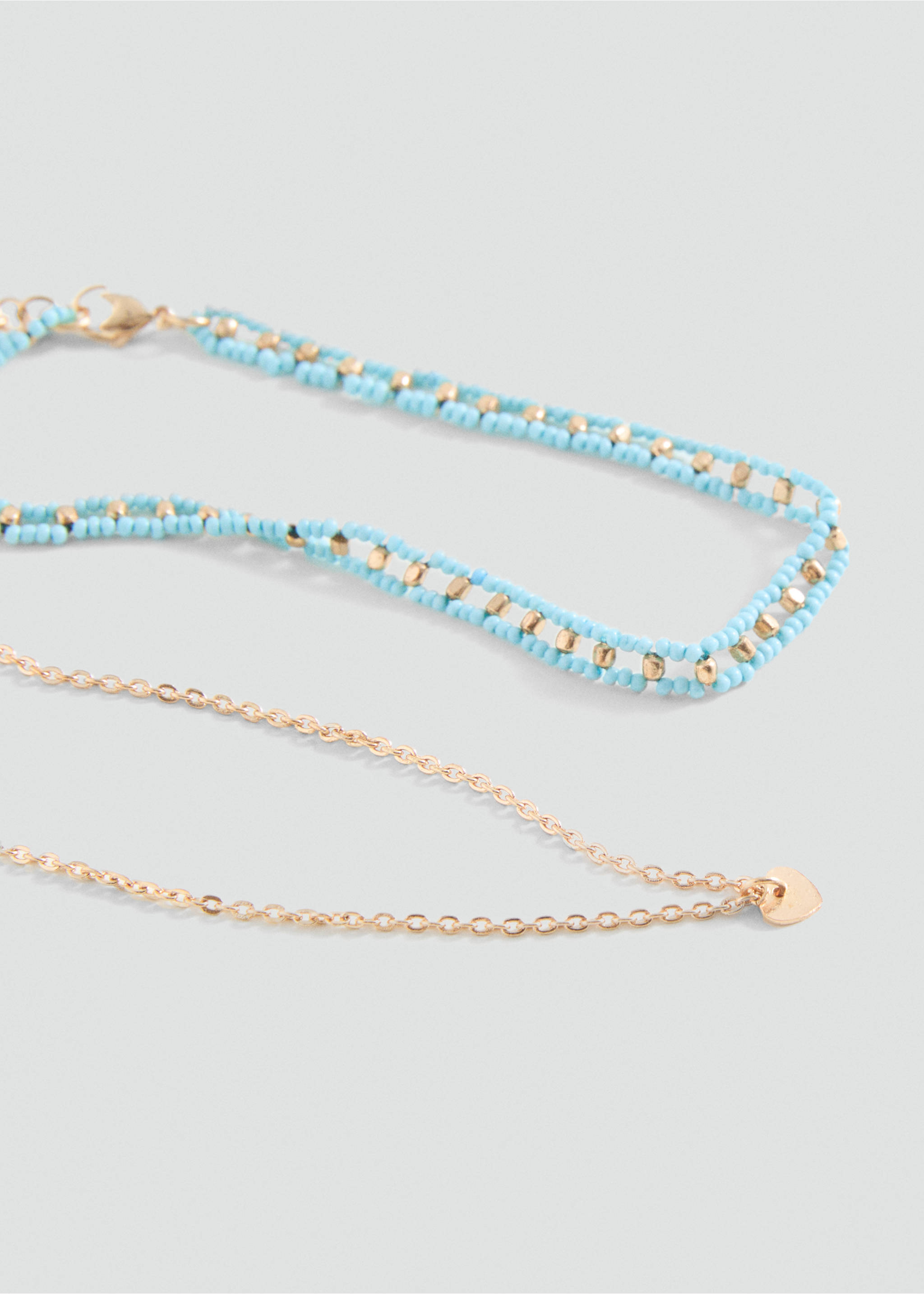 2er-Set kombinierte Halsketten - Mittlere Ansicht, Türkis. Ref: 87034794-00.