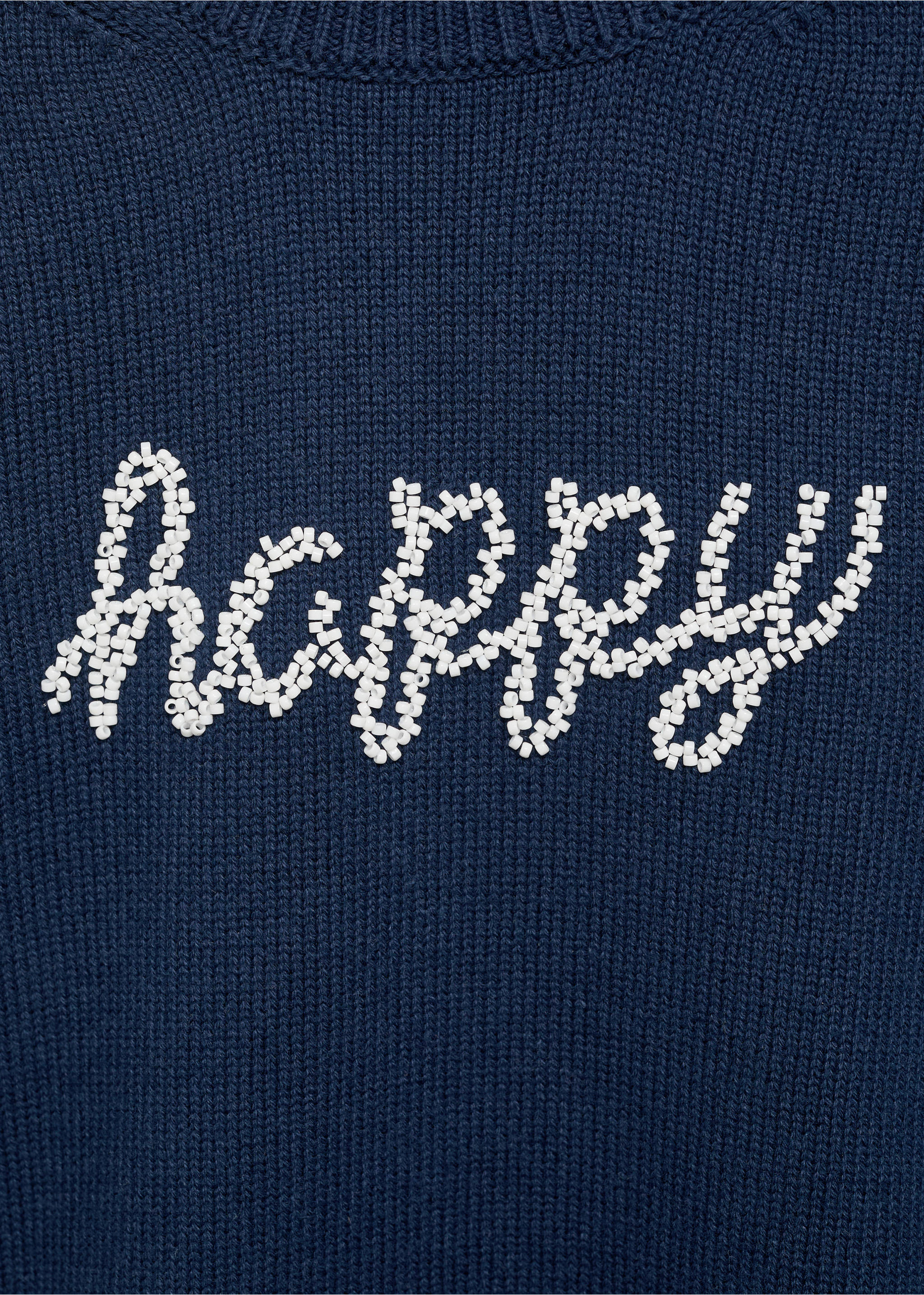 Beaded knitted sweater - Details of the article 8, Dark Navy. Ref: 87034795-00.