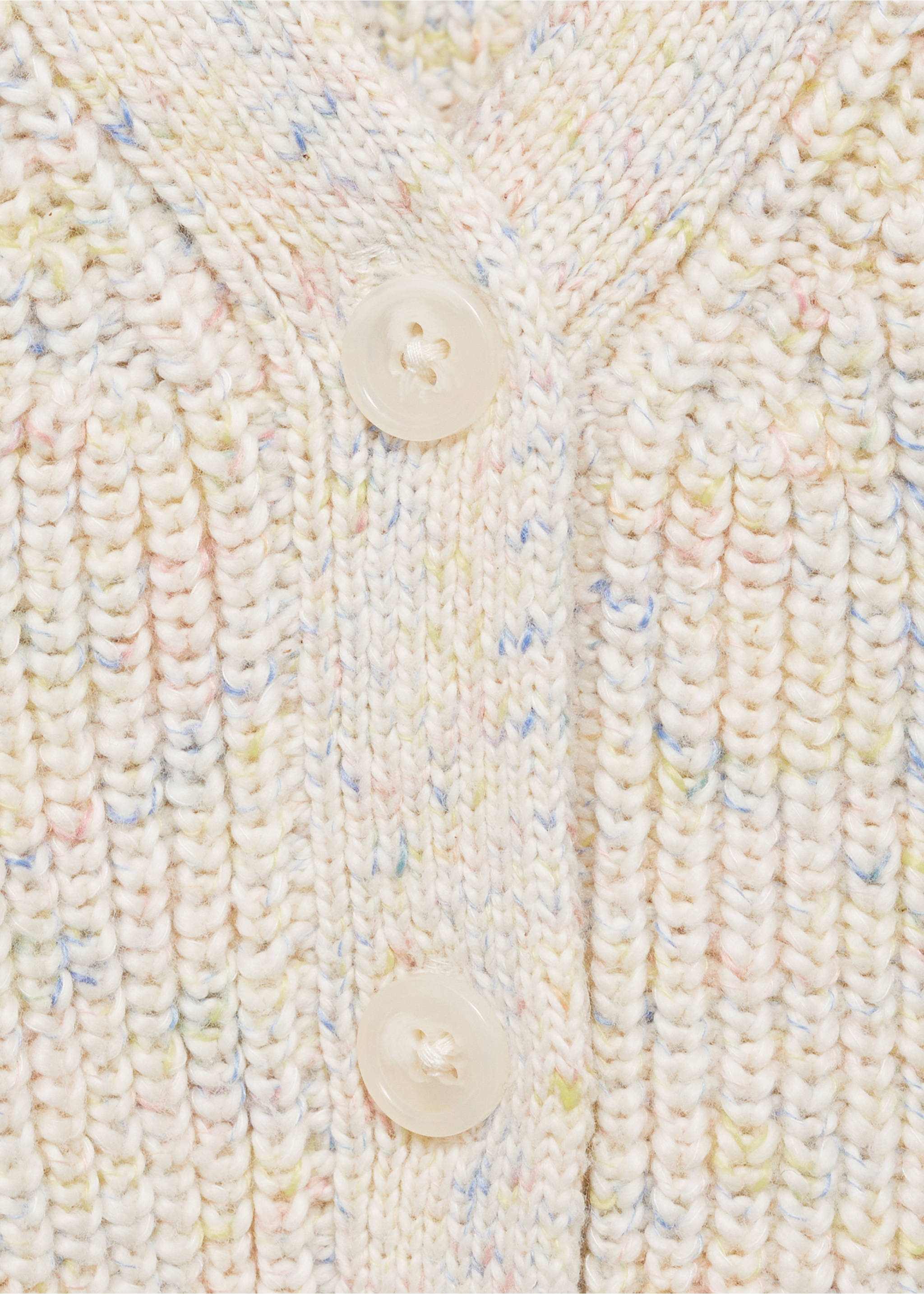 Flecked knit cardigan - Details of the article 8, Ecru. Ref: 87034797-00.