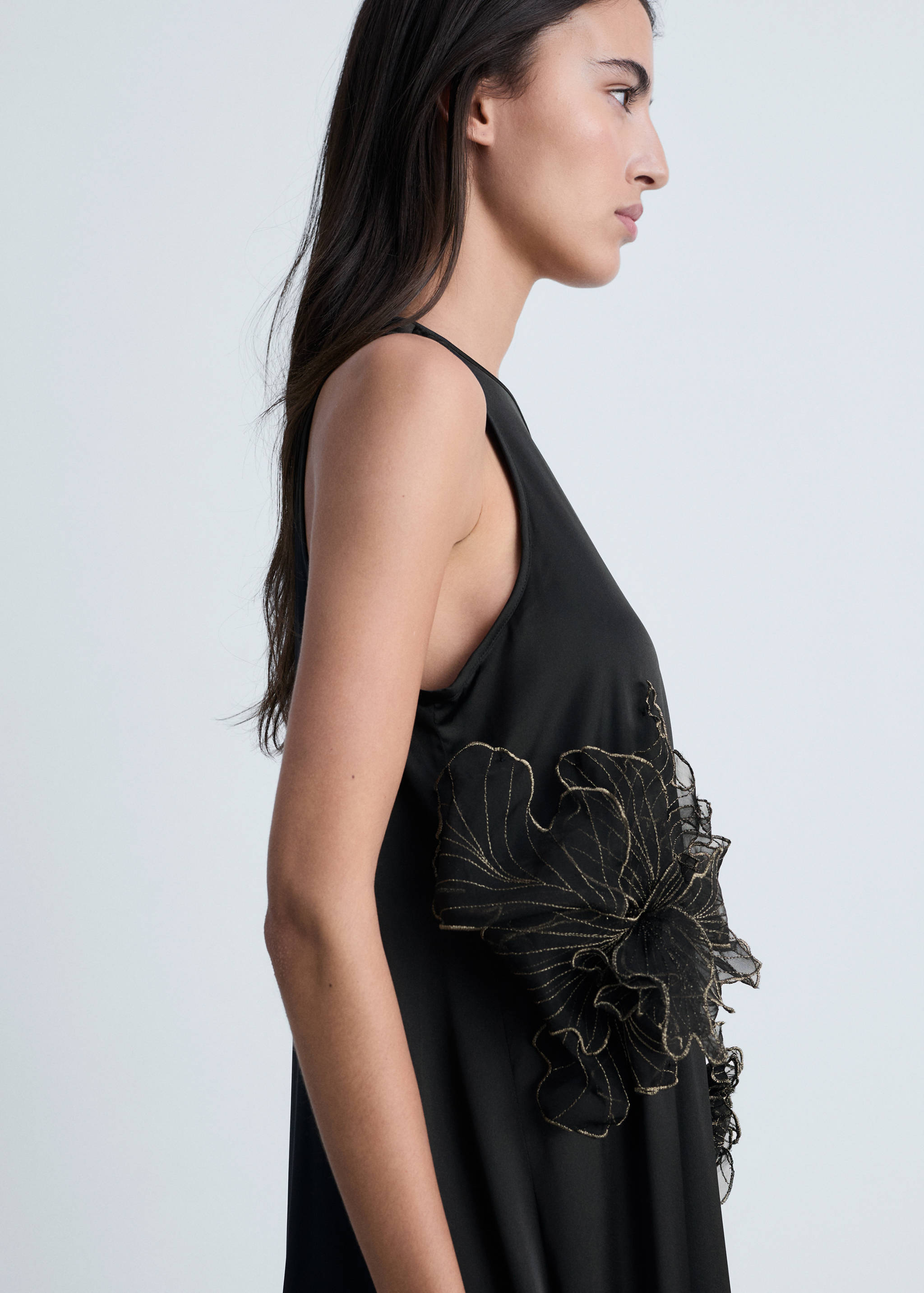 Satin maxi-flower dress - Details of the article 2