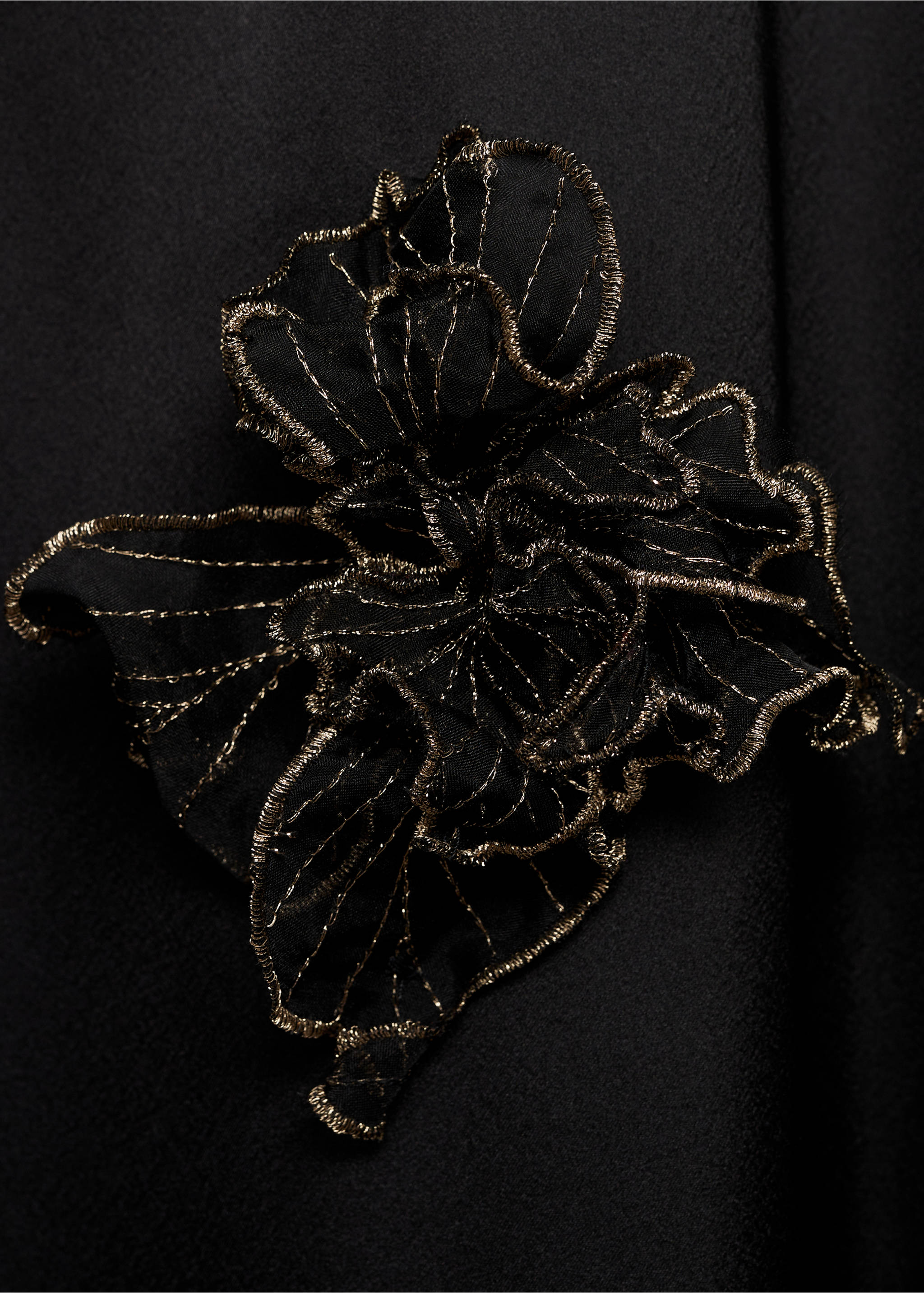 Robe satinée maxi-fleur - Détail de l'article 8, Noir. Ref: 87034798-00.