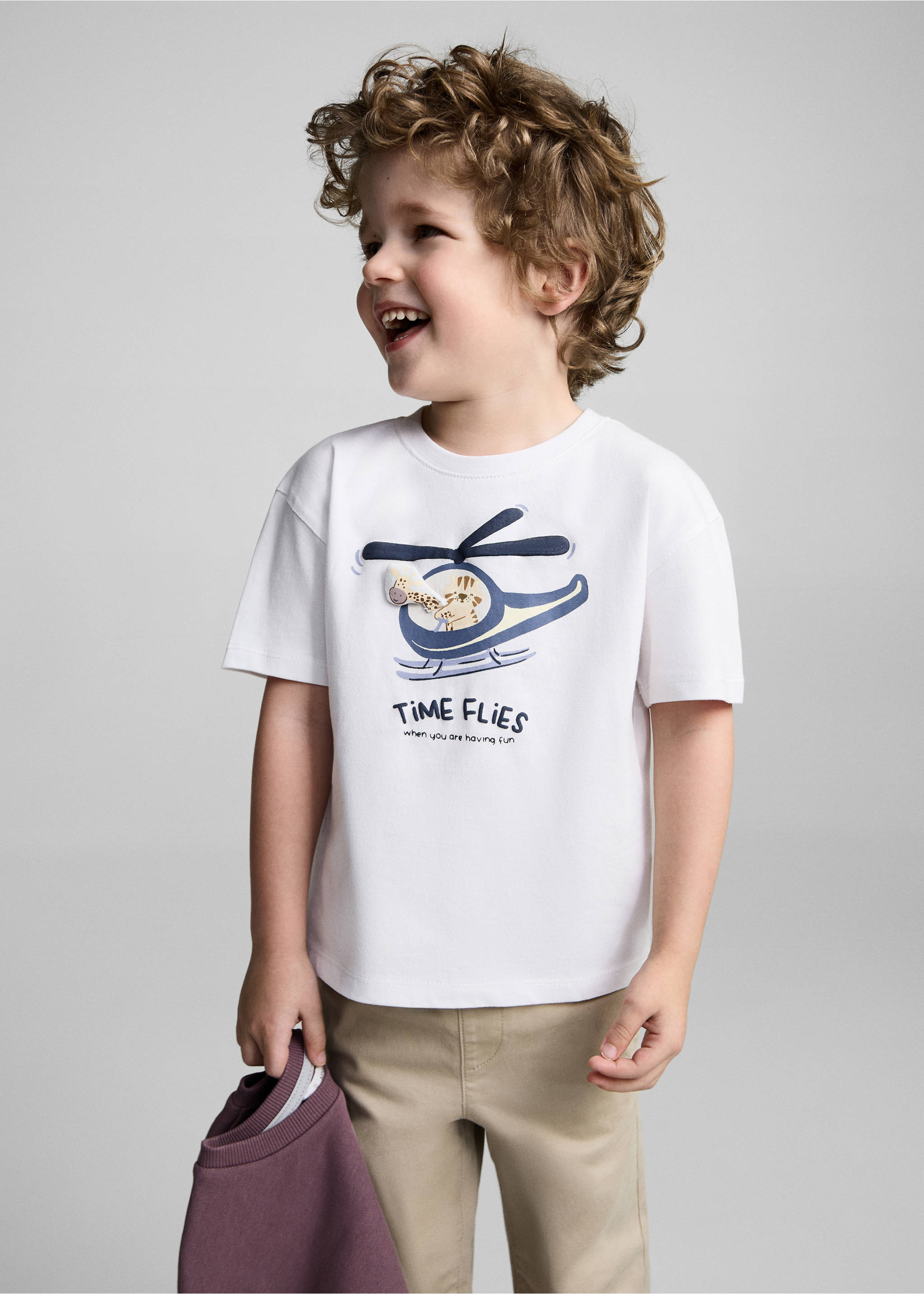Embossed cotton T-shirt - Medium plane, Off White. Ref: 87034799-00.