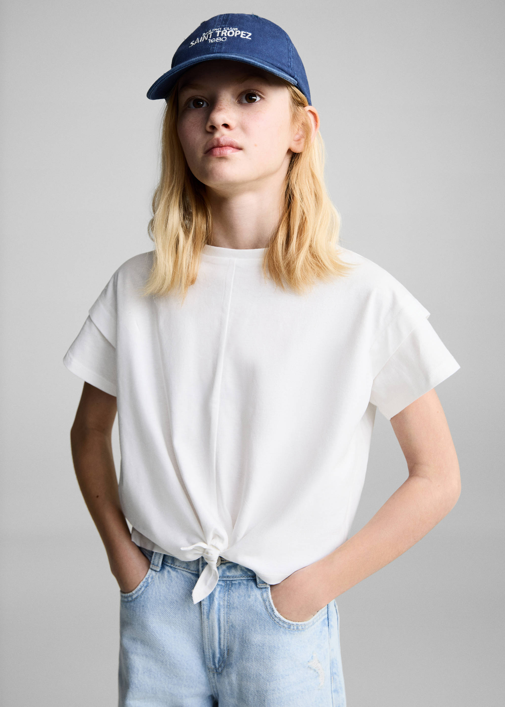 Camiseta algodón detalle nudo - Plano medio