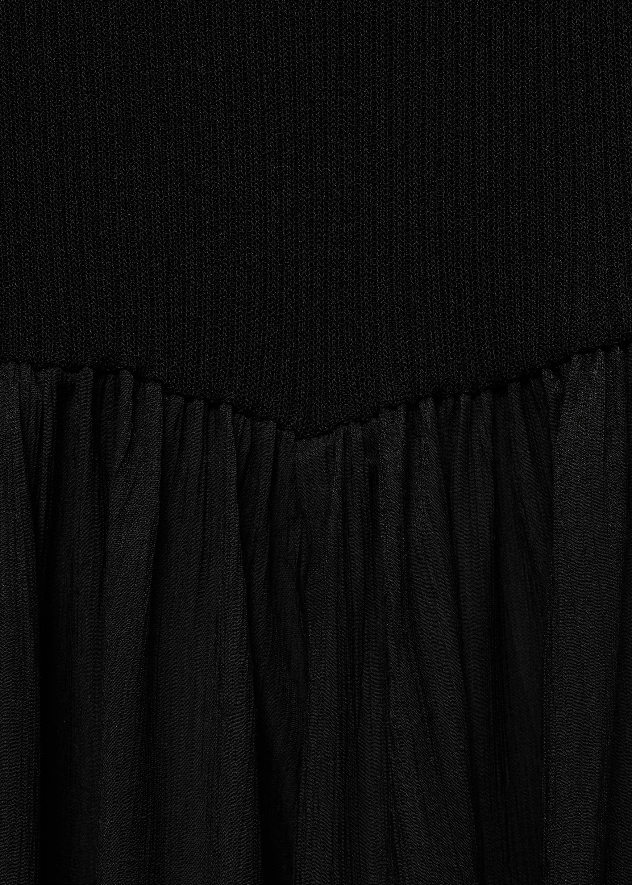 Schulterfreies Kleid aus kombiniertem Stoff - Detail des Artikels 0, Schwarz. Ref: 87034802-00.