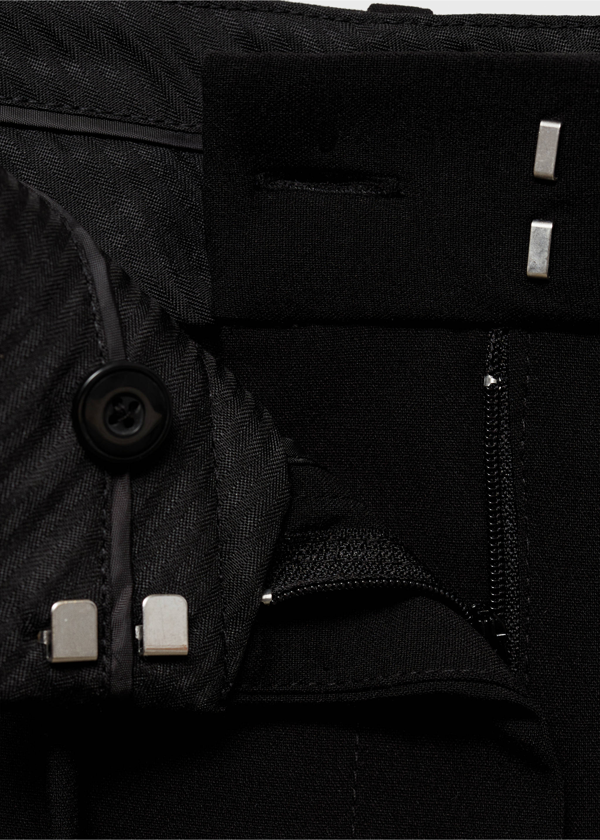 Straight suit trousers with bow - Details of the article 8, Black. Ref: 87034803-00.