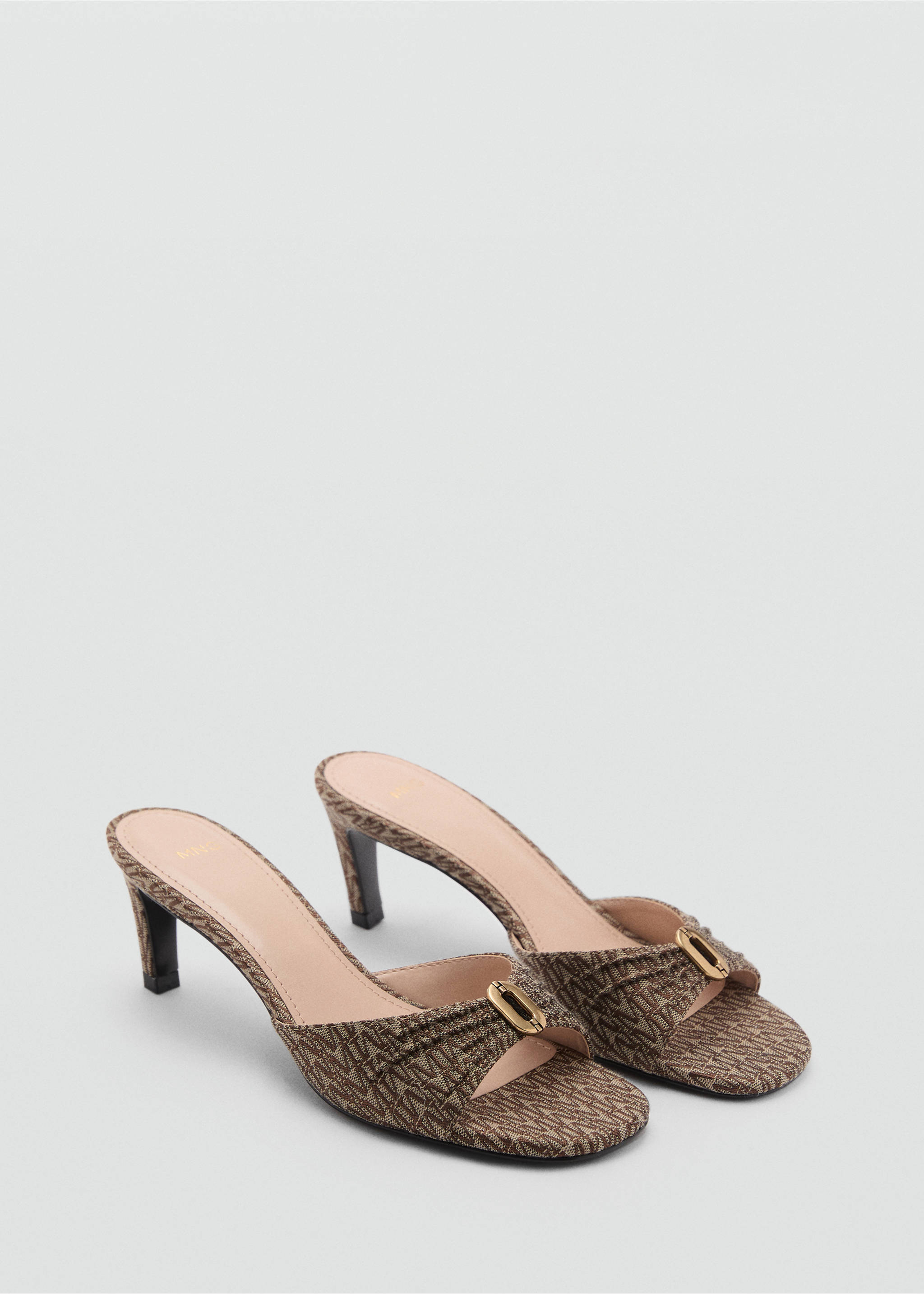 Heeled sandals with metallic detail - Medium plane, Brown. Ref: 87034804-00.
