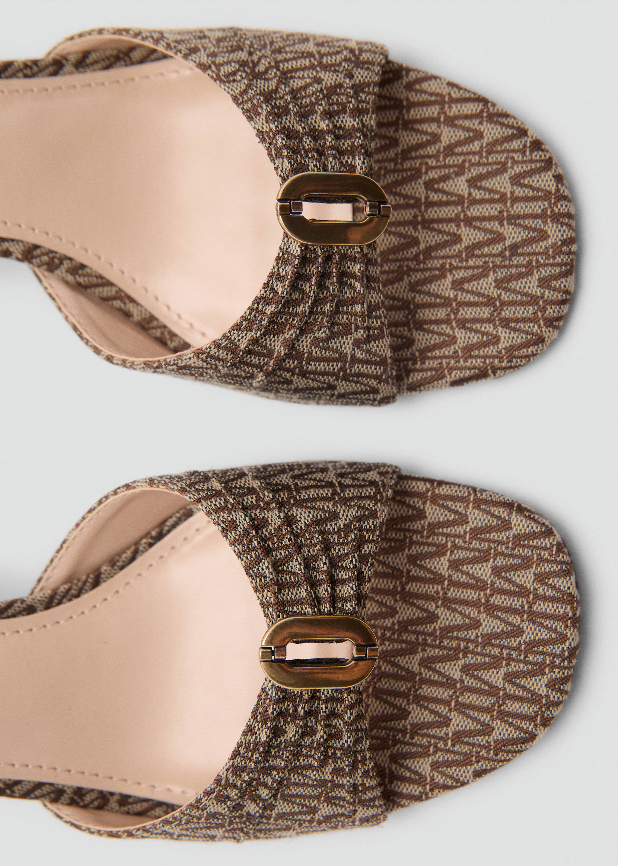 Heeled sandals with metallic detail - Details of the article 1, Brown. Ref: 87034804-00.