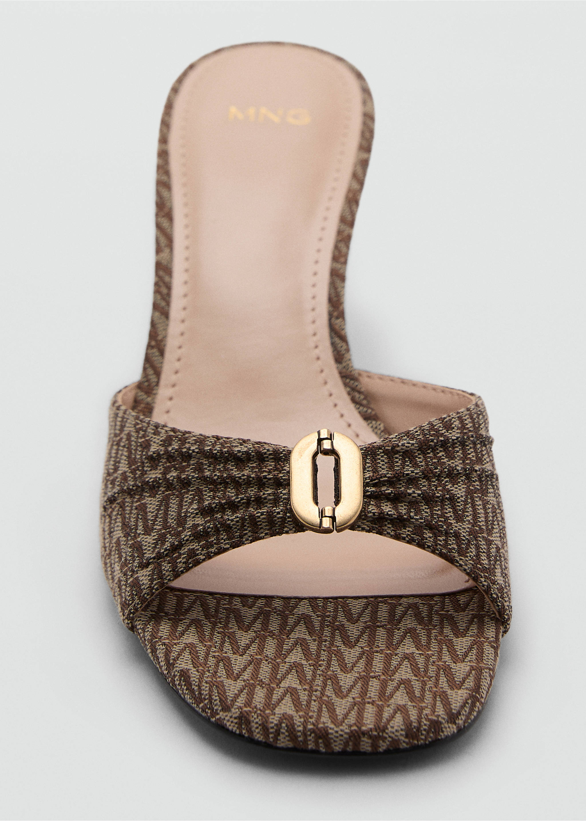 Heeled sandals with metallic detail - Details of the article 3, Brown. Ref: 87034804-00.