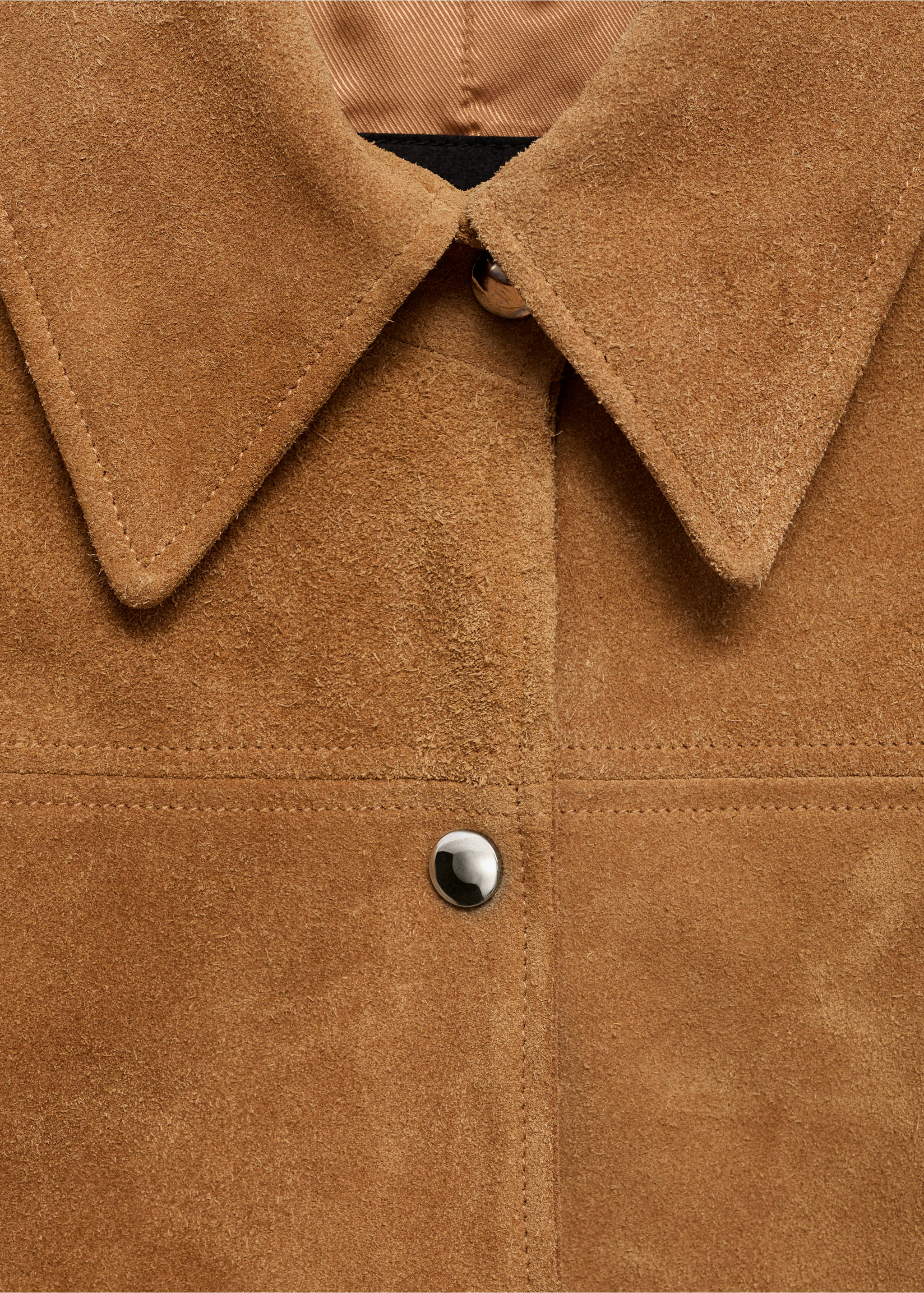 Chaqueta piel ante - Detalle del artículo 8, Marrón medio. Ref: 87034805-00.
