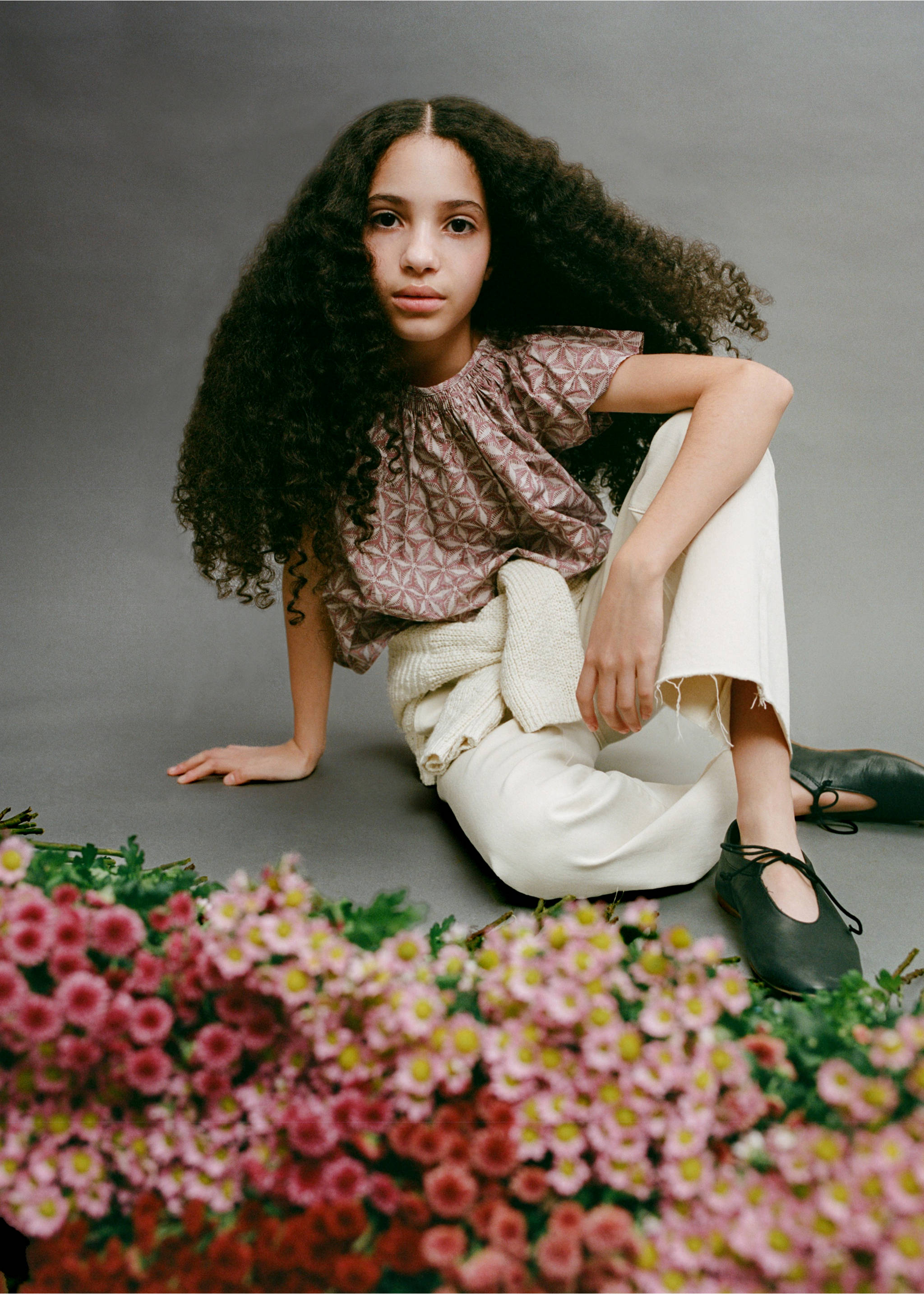 Printed cotton blouse - Details of the article 6, Pink. Ref: 87034808-00.