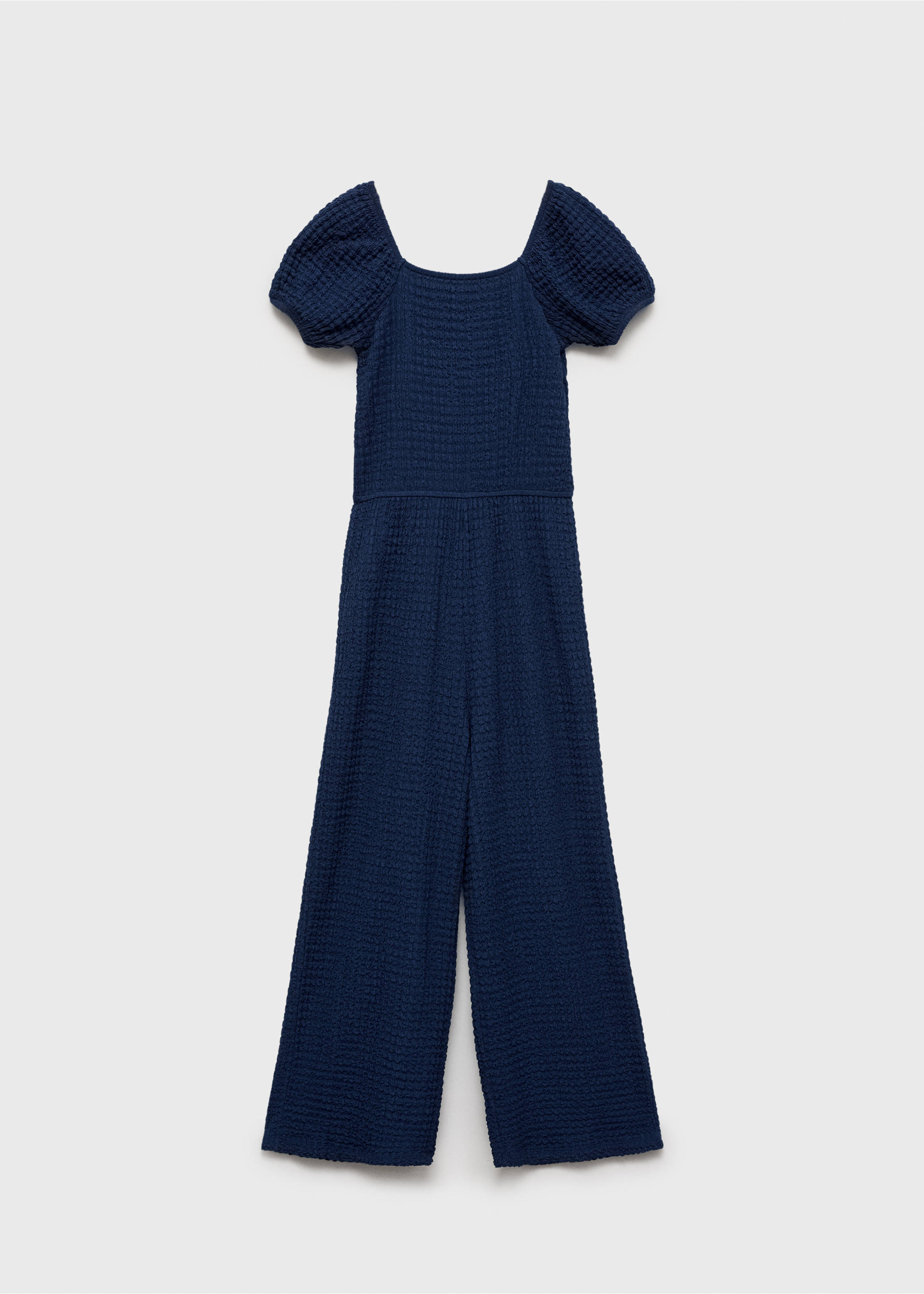 Textured long jumpsuit - Article without model, Night Blue. Ref: 87034809-00.
