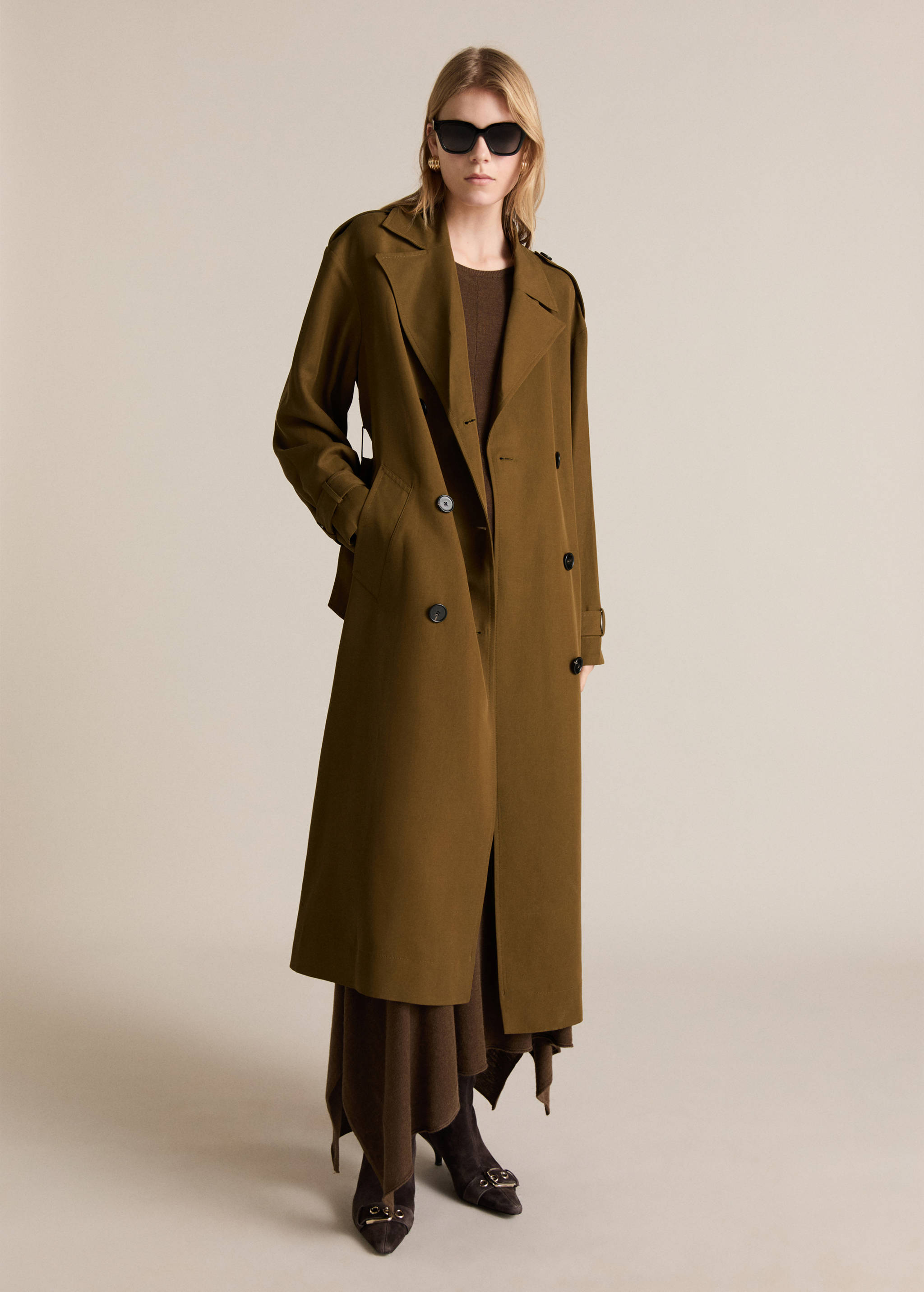 Oversized long lyocell trench coat - General plane