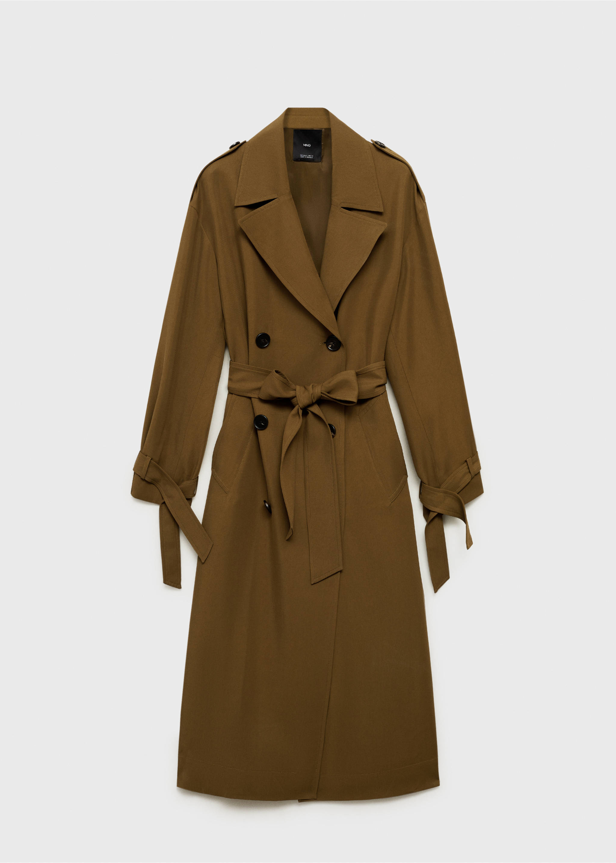 Trench long oversize en lyocell - Article sans modèle, Kaki. Ref: 87034811-00.