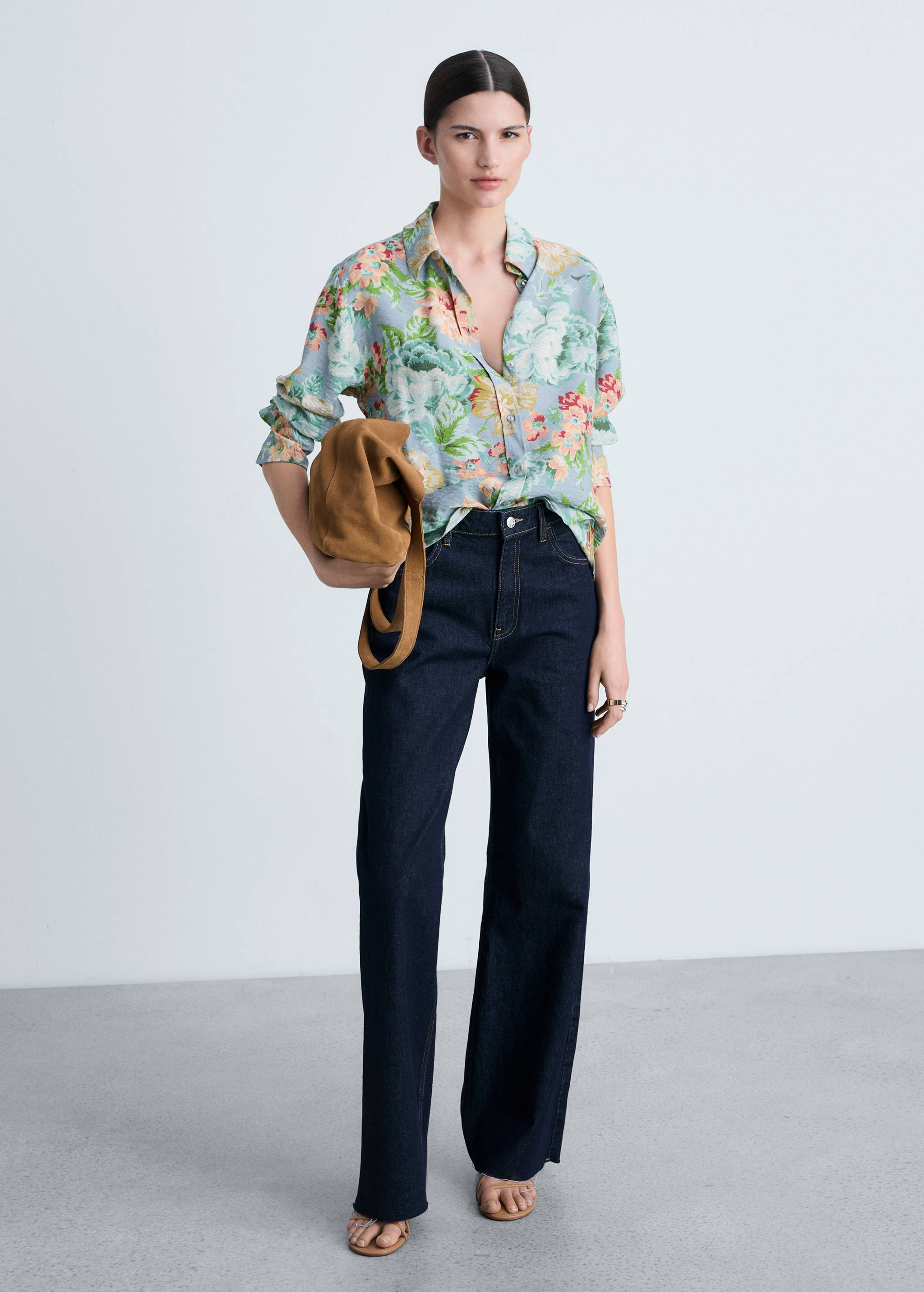 Regular floral-print shirt - General plane