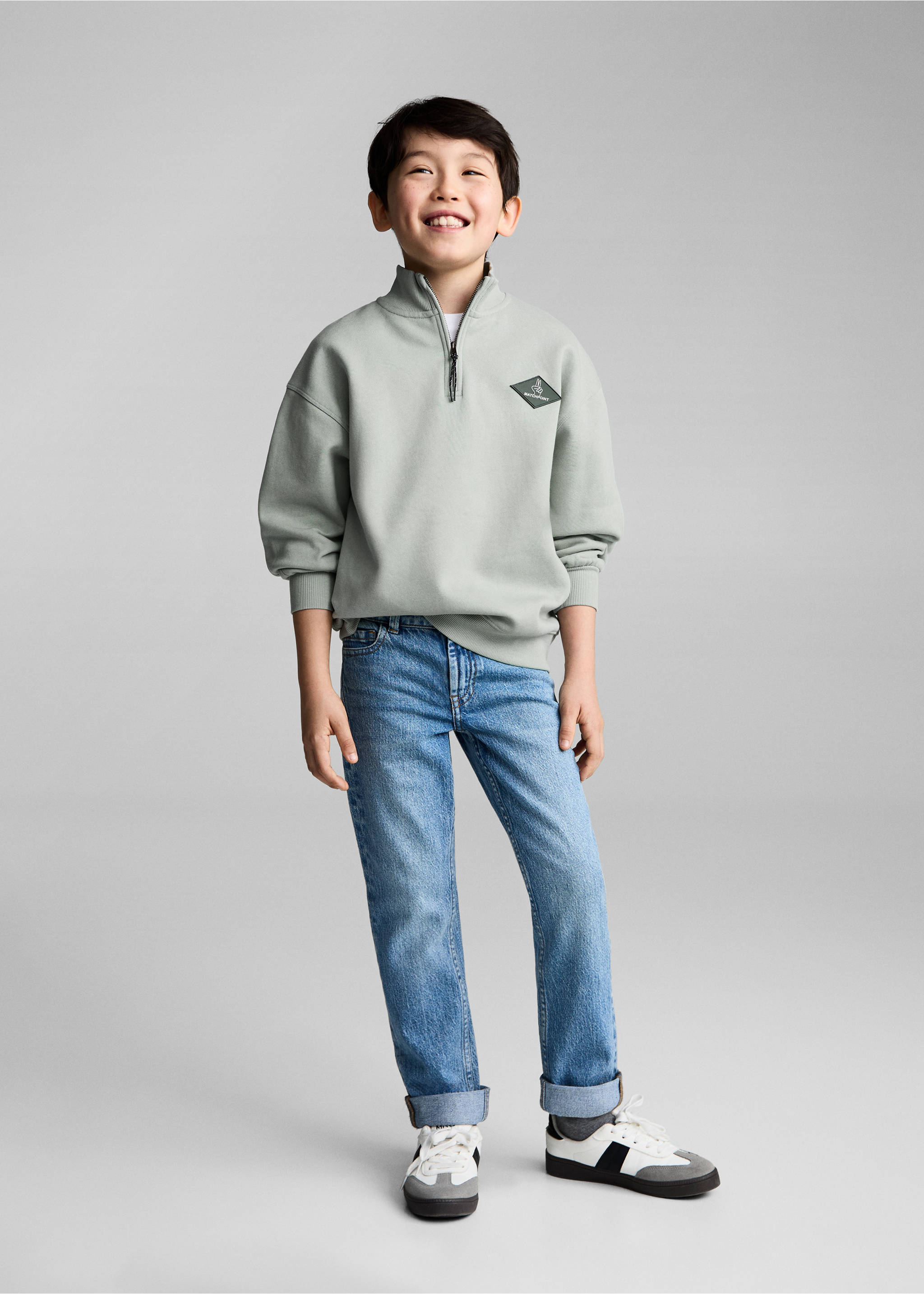 Cotton sweatshirt zipper - General plane, Green. Ref: 87035138-00.