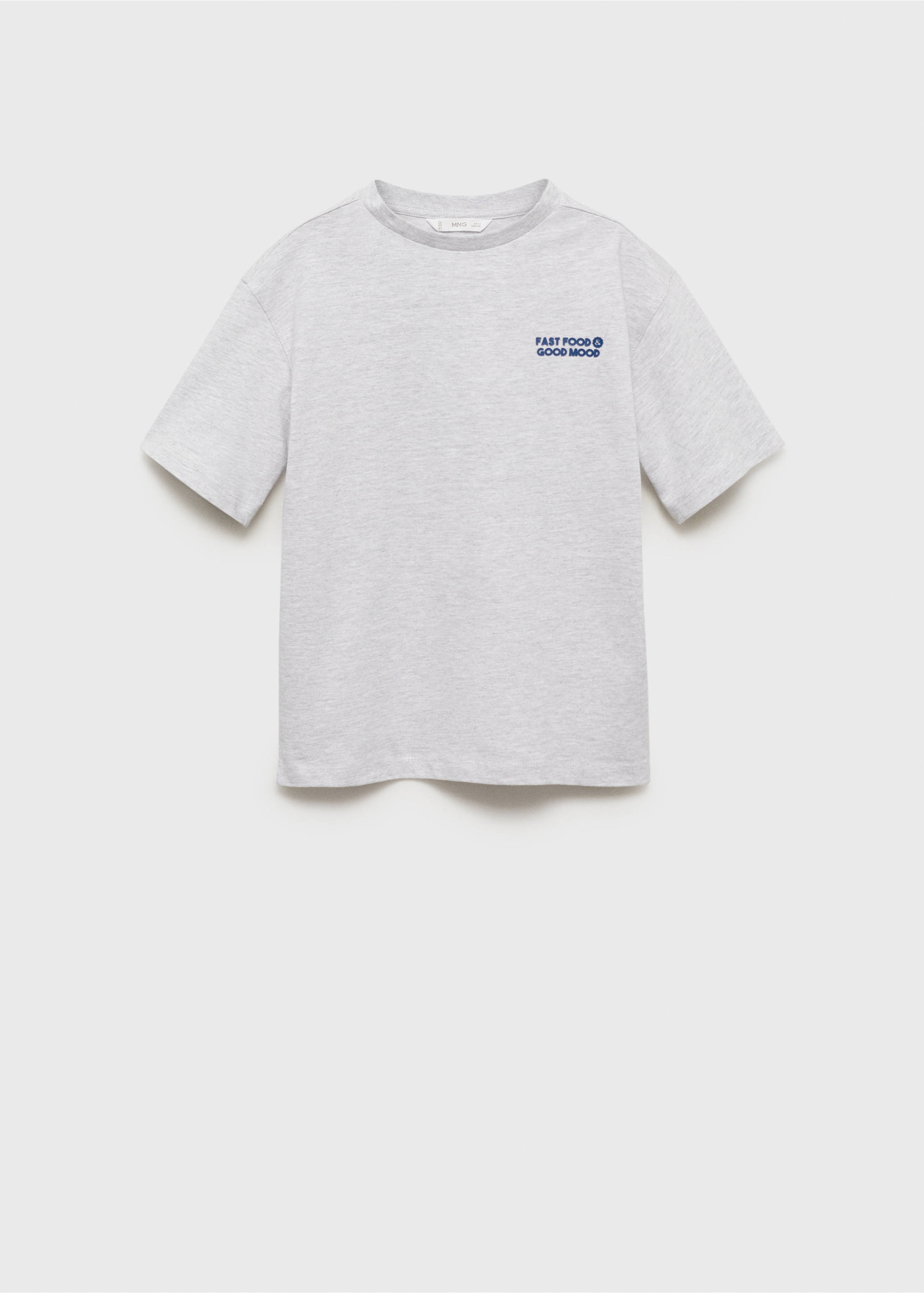 Bedrucktes Baumwoll-T-Shirt - Artikel ohne Model, Hellgrau meliert. Ref: 87035139-00.