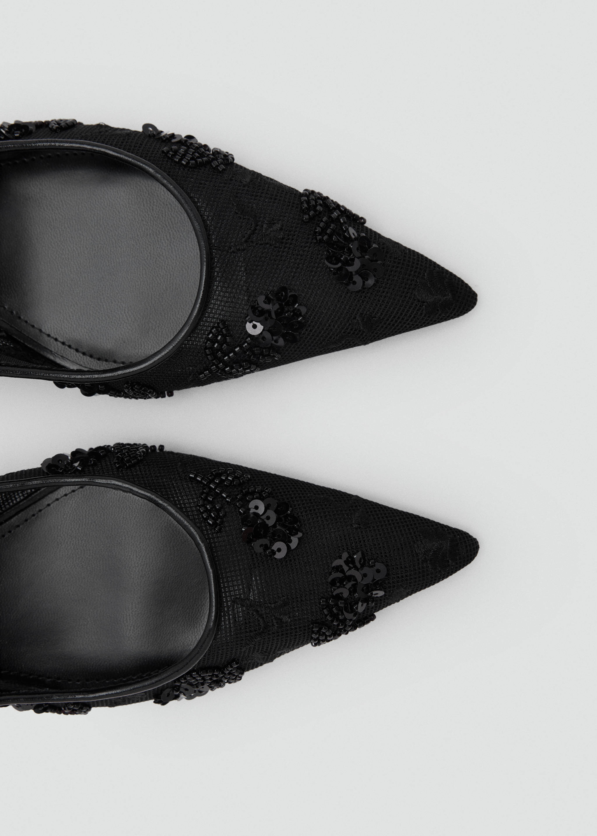 Paillettenverzierte Kitten-Heels aus Mesh - Detail des Artikels 1